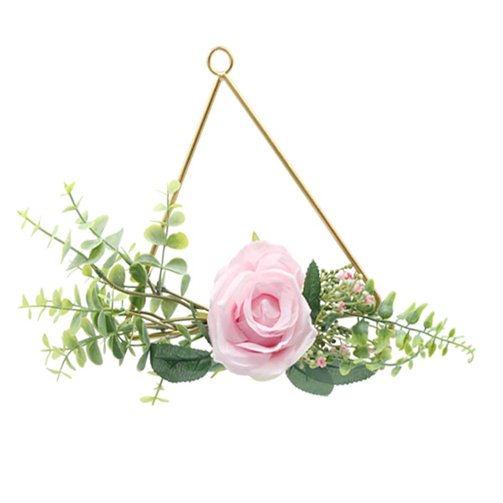 Artificial Rose Floral Hoop Wreath - Champagne Geometric Wire Frame for Wedding Backdrop, Wall Decor (Round, Triangle, Square Shapes) - Pack of 3 | Perfect for Wedding Decorations, Baby Showers & Home Interior Design