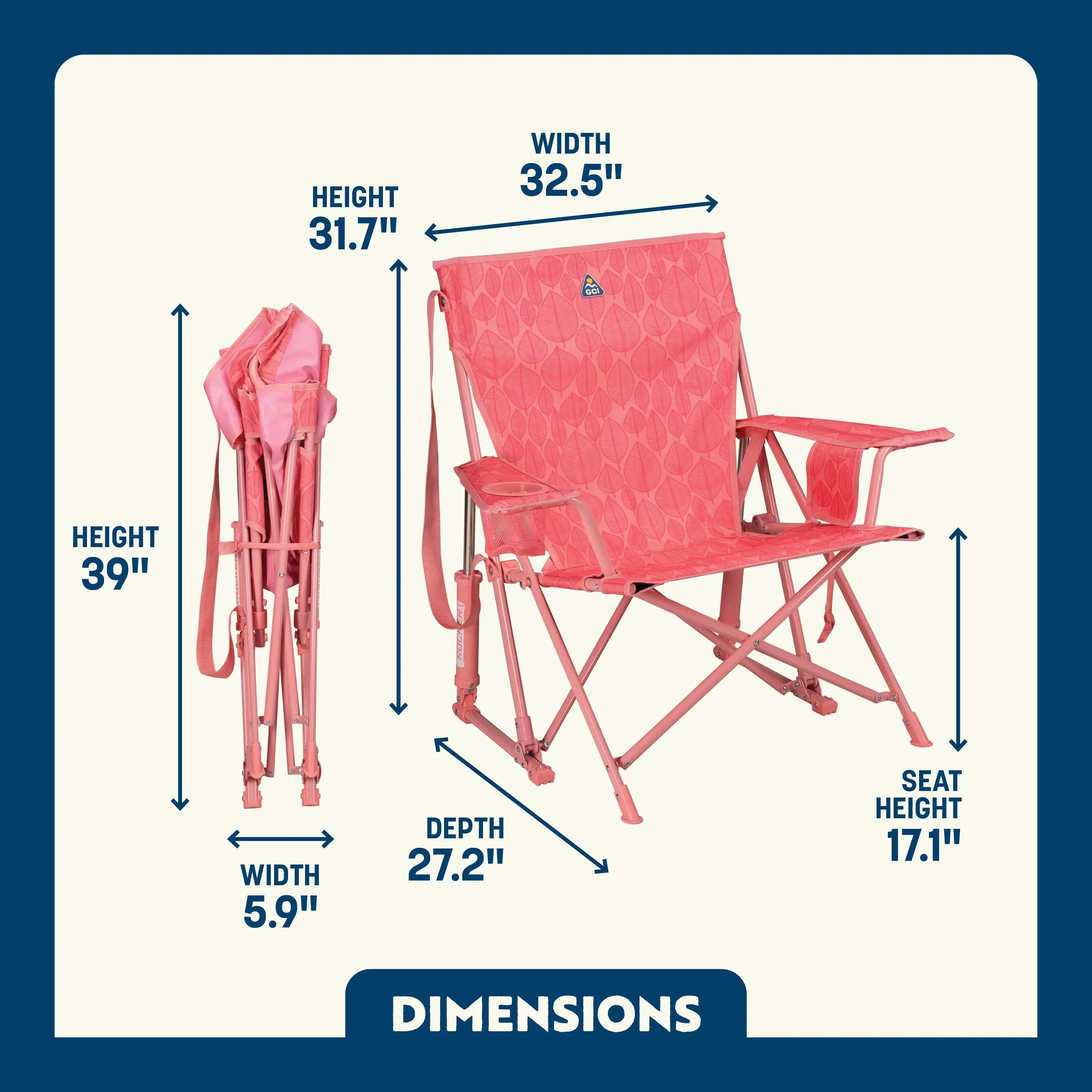 Kickback Rocker™ - Portable Folding Rocking Chair for Outdoor, Camping & Relaxation - Perfect for Patio, Beach, Backyard & Travel