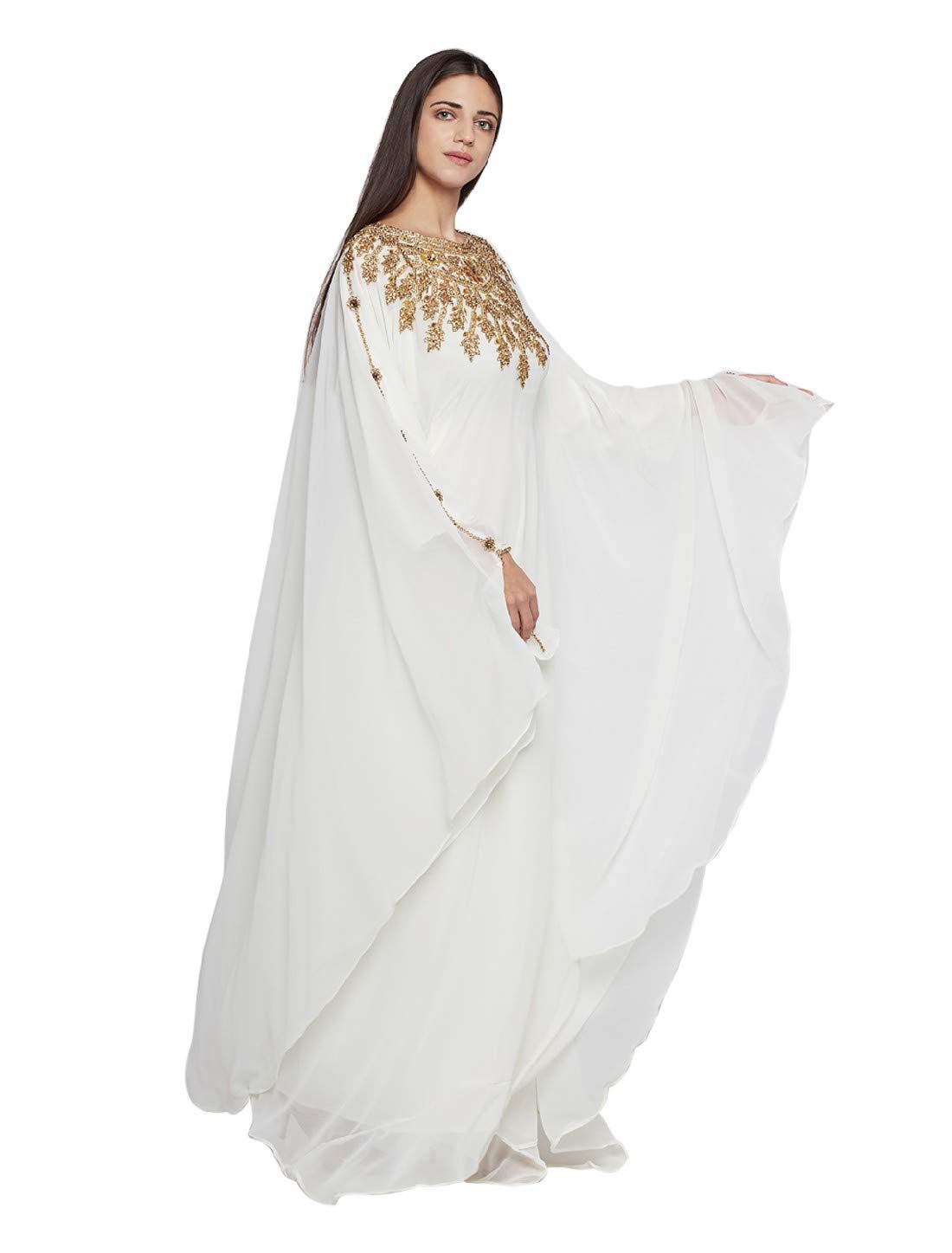 Elegant Dubai Kaftan Farasha Long Maxi Dress for Women - Free Size Long Sleeves Evening Gown with Complimentary Scarf | Perfect for Beach, Party, and Special Occasions
