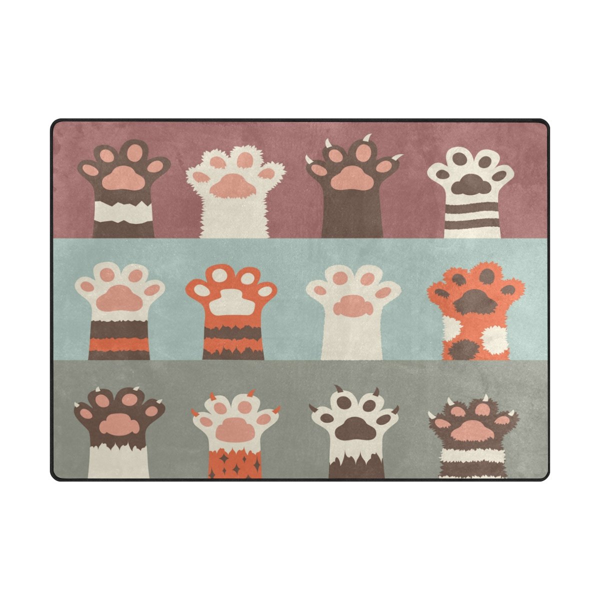 ALAZA Funny Cartoon Cat Paw Print Non-Slip Area Rug - 5'3