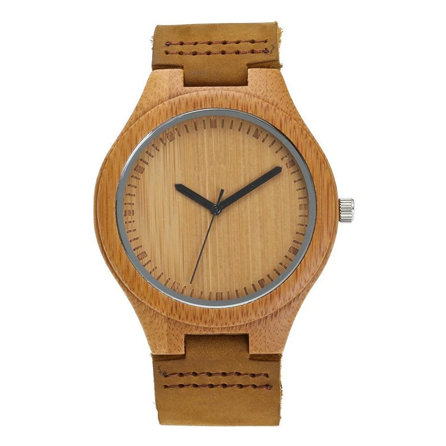 Men's Bamboo Wooden Watch with Genuine Leather Strap - Japanese Quartz Sports Wristwatch for Men - Perfect for Outdoor Activities, Casual Wear & Eco-Friendly Fashion