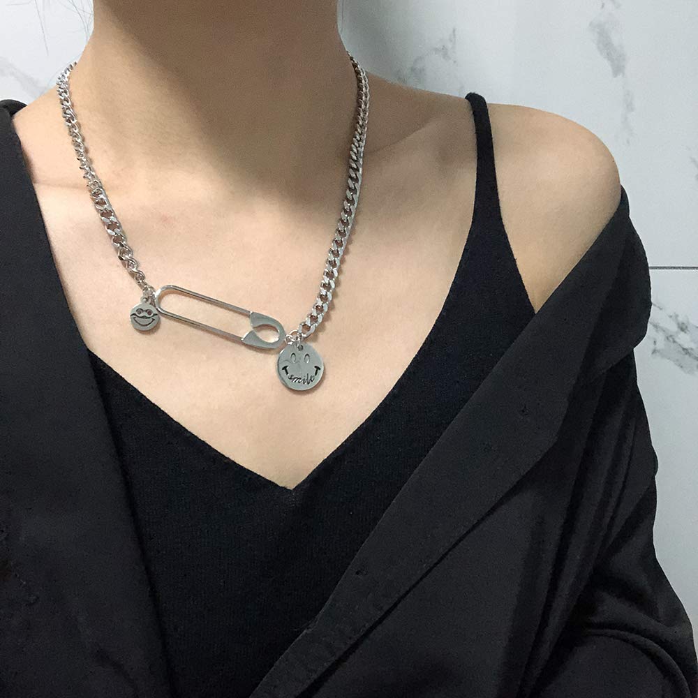 Punk Steel Sequins Stackable Layered Necklace - Silver Choker Necklace for Women & Girls | Minimalist Statement Jewelry | Perfect for Concerts, Parties & Everyday Wear