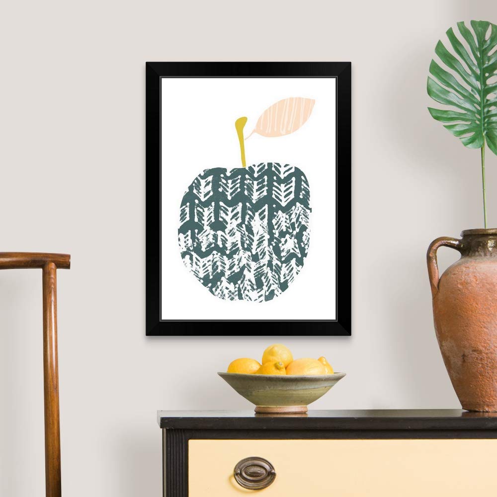 Black Framed Cut Paper Fruit II Art Print - Apple Artwork for Home & Office Decor | Perfect for Living Room, Bedroom, or Kitchen Wall Art