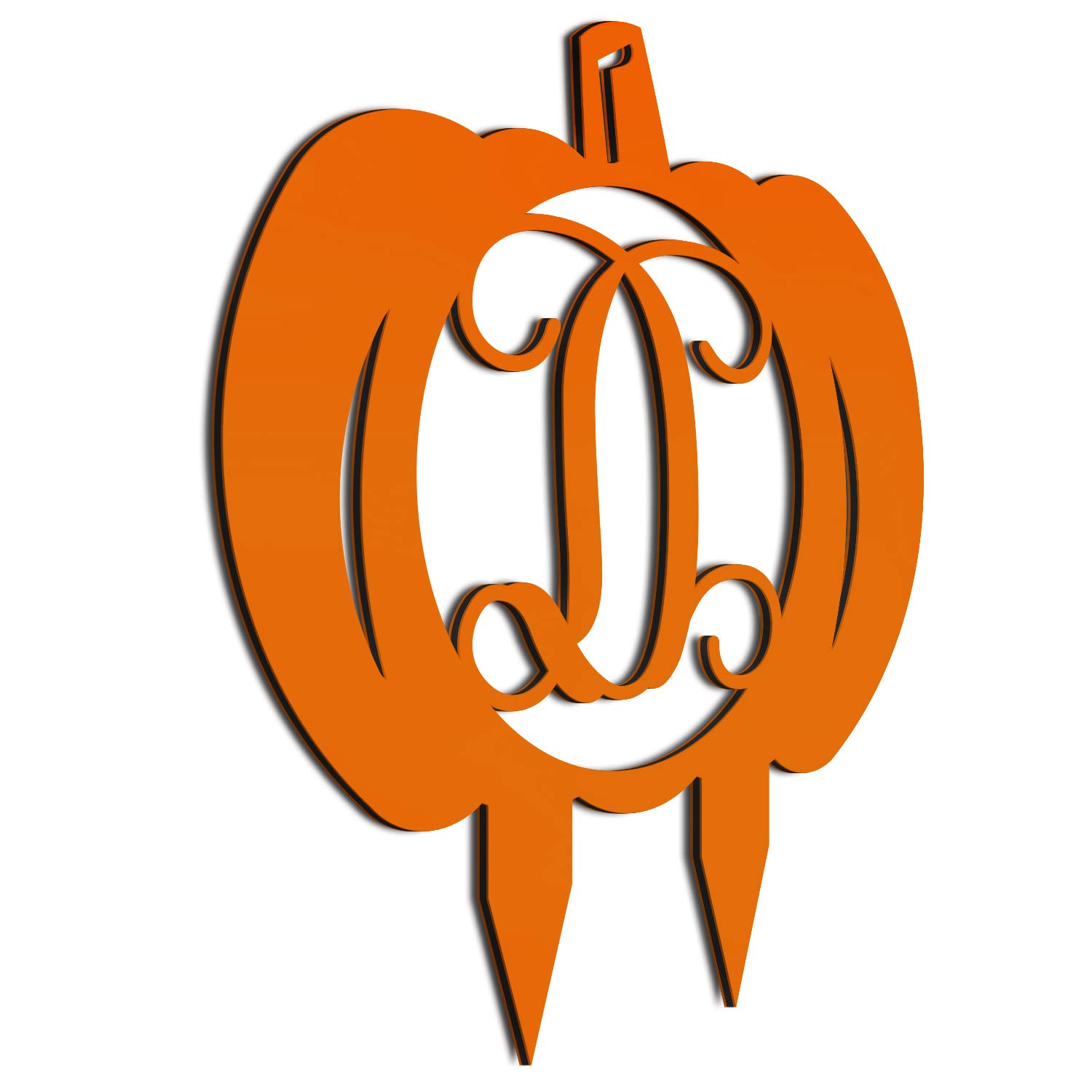 Initial D Monogrammed Aluminum Pumpkin Sign - Personalized Halloween Lawn Decor for Outdoor Yard & Garden - Perfect for Fall, Thanksgiving & Home Decoration