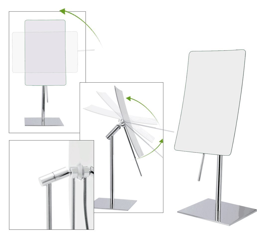 Mirror Image 82243 Minimalist Rectangular Vanity Mirror with 3X Magnification - Chrome Finish for Makeup, Grooming & Bathroom Decor