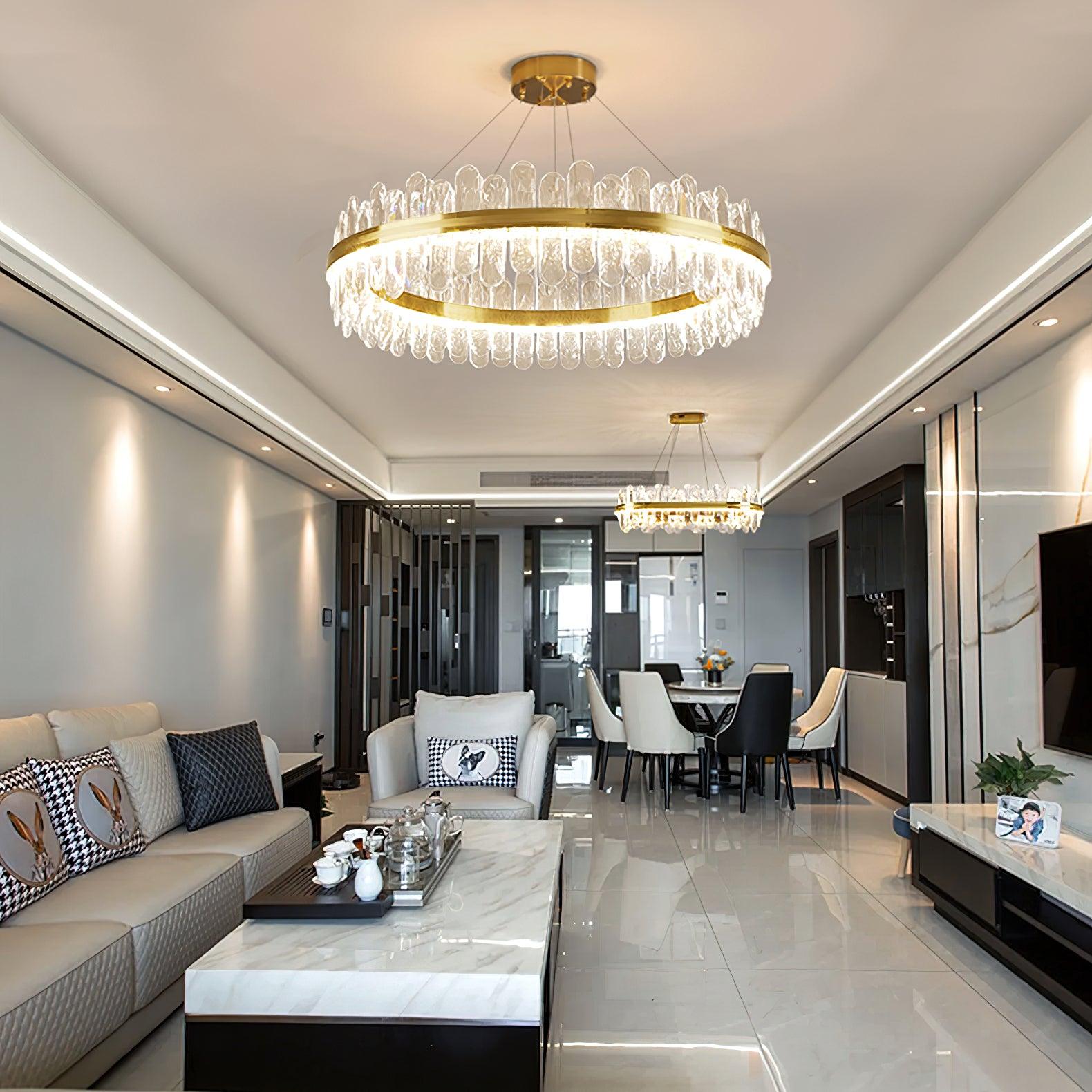 Enos Crystal Chandelier - Elegant Modern Ceiling Light Fixture for Dining Room, Bedroom & Living Room Decor | Energy Efficient LED Lighting for Home & Office Spaces