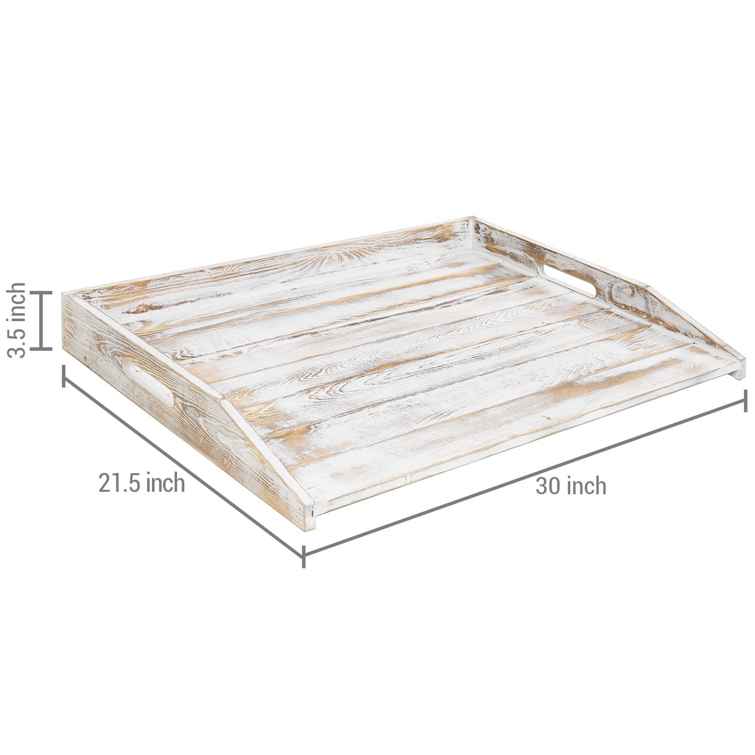 MyGift 30 Inch Extra Large Solid Wood Noodle Board - Rustic White Washed Kitchen Stove Cover with Cutout Handles - Oversized Decorative Serving Tray for Countertops - Perfect for Pasta Making, Baking, and Holiday Entertaining