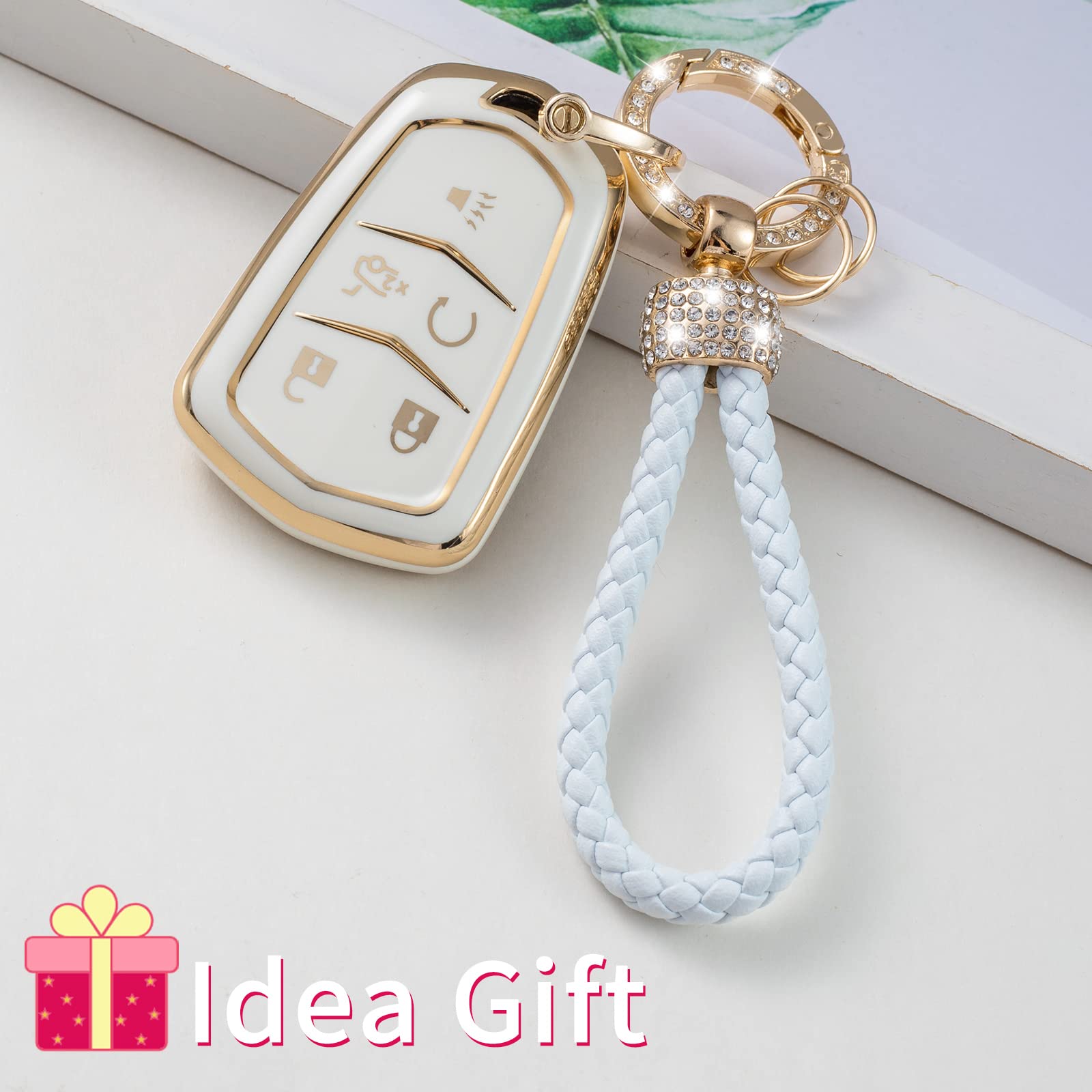 Premium Soft TPU Key Fob Cover for Cadillac Escalade CTS SRX XT5 ATS CT6 - 5 Button Smart Key Protector with Keychain Lanyard | Durable Protection & Stylish Design for Everyday Use