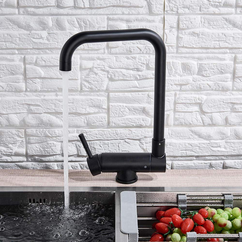 Matte Black 360° Swivel Kitchen Faucet - Lead-Free Stainless Steel Pull Down Sprayer Faucet for Sink, Bathroom & Utility Room (Perfect for Modern Homes, Apartments & RV Use)