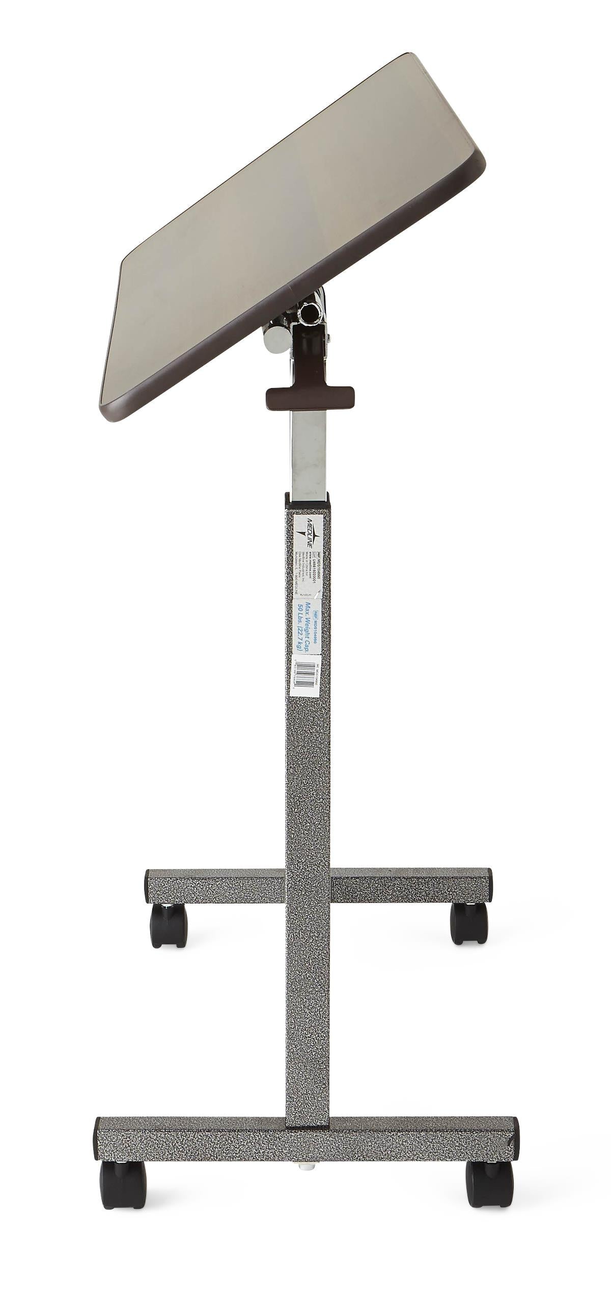 Walnut Tilt Top Overbed Table - Adjustable Height for Laptop, Breakfast, or Reading in Bed | Perfect for Small Spaces & Nursing Homes