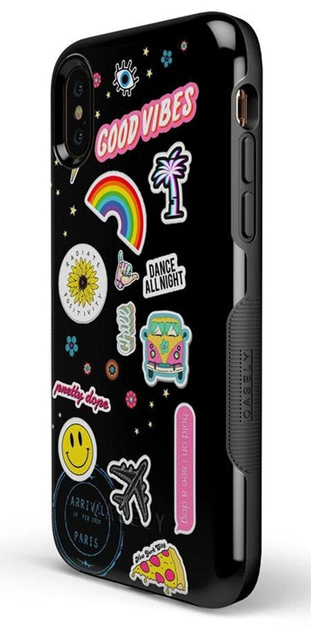 Casely iPhone X/XS Floral Phone Case with Stuck on U Festival Stickers - Trendy Protective Cover for Women, Girls | Perfect for Daily Use, Travel & Special Occasions
