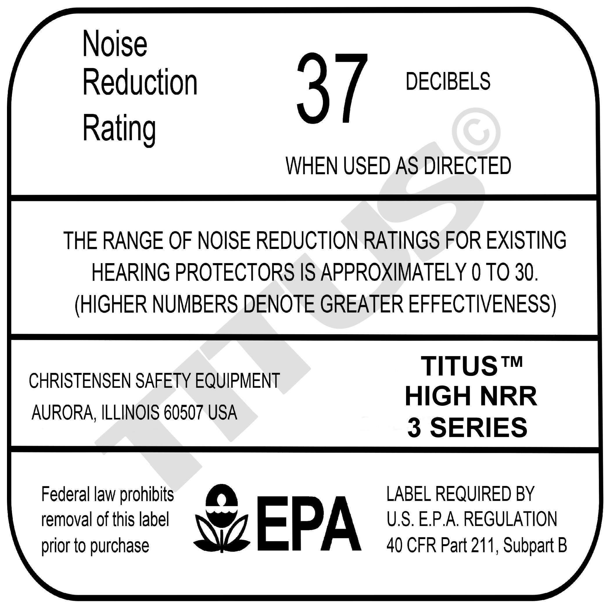 TITUS 3 Series Onyx 37 Noise Reduction Earmuffs - Highest NRR Rating for Shooting, Construction & Industrial Use