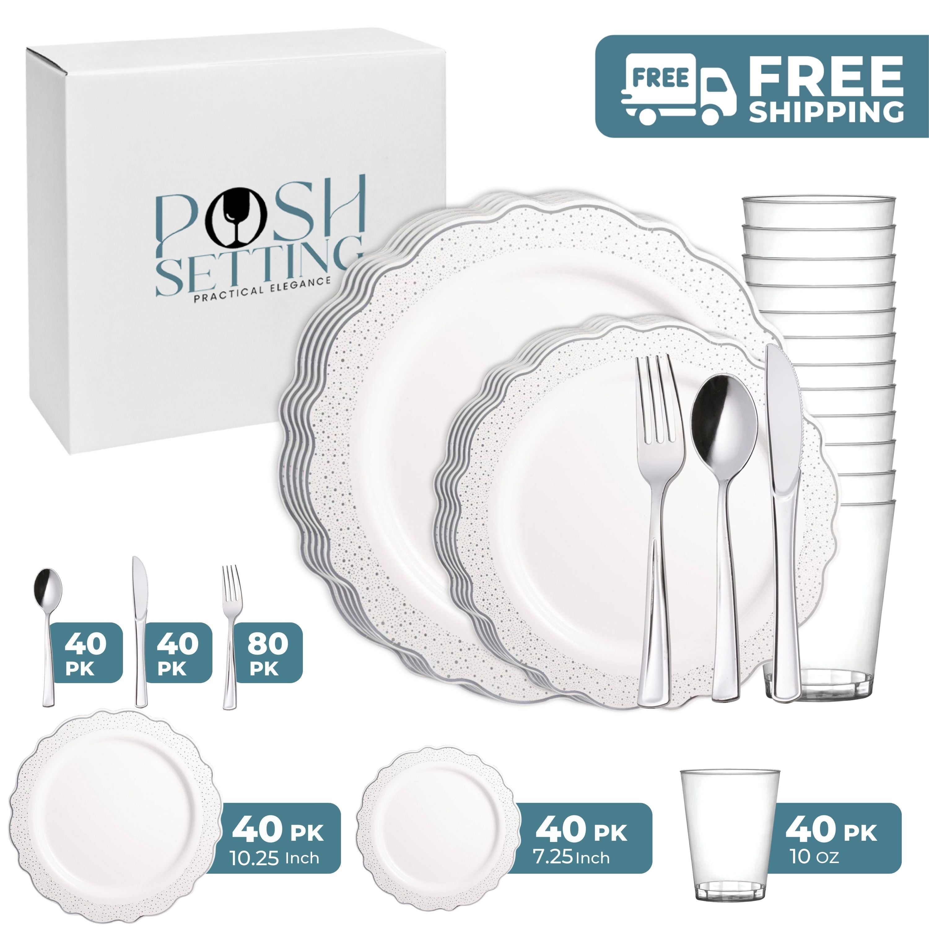 White and Silver Plastic Party Confetti Bundle - Perfect for Birthday Celebrations, Weddings, and Festive Events