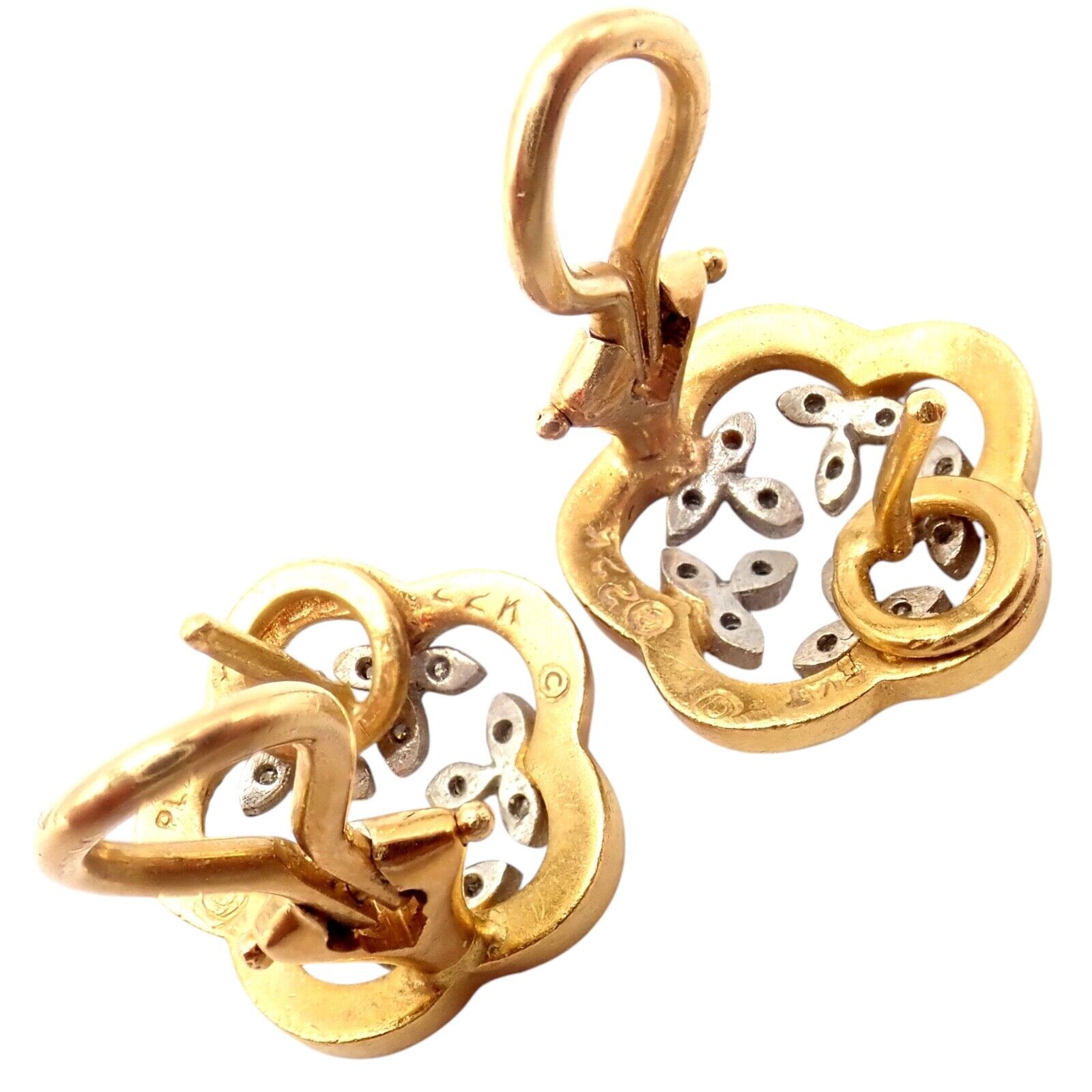 Authentic Cathy Waterman 22K Yellow Gold Platinum Diamond Vine Flower Earrings - Elegant Jewelry for Weddings, Parties & Special Occasions