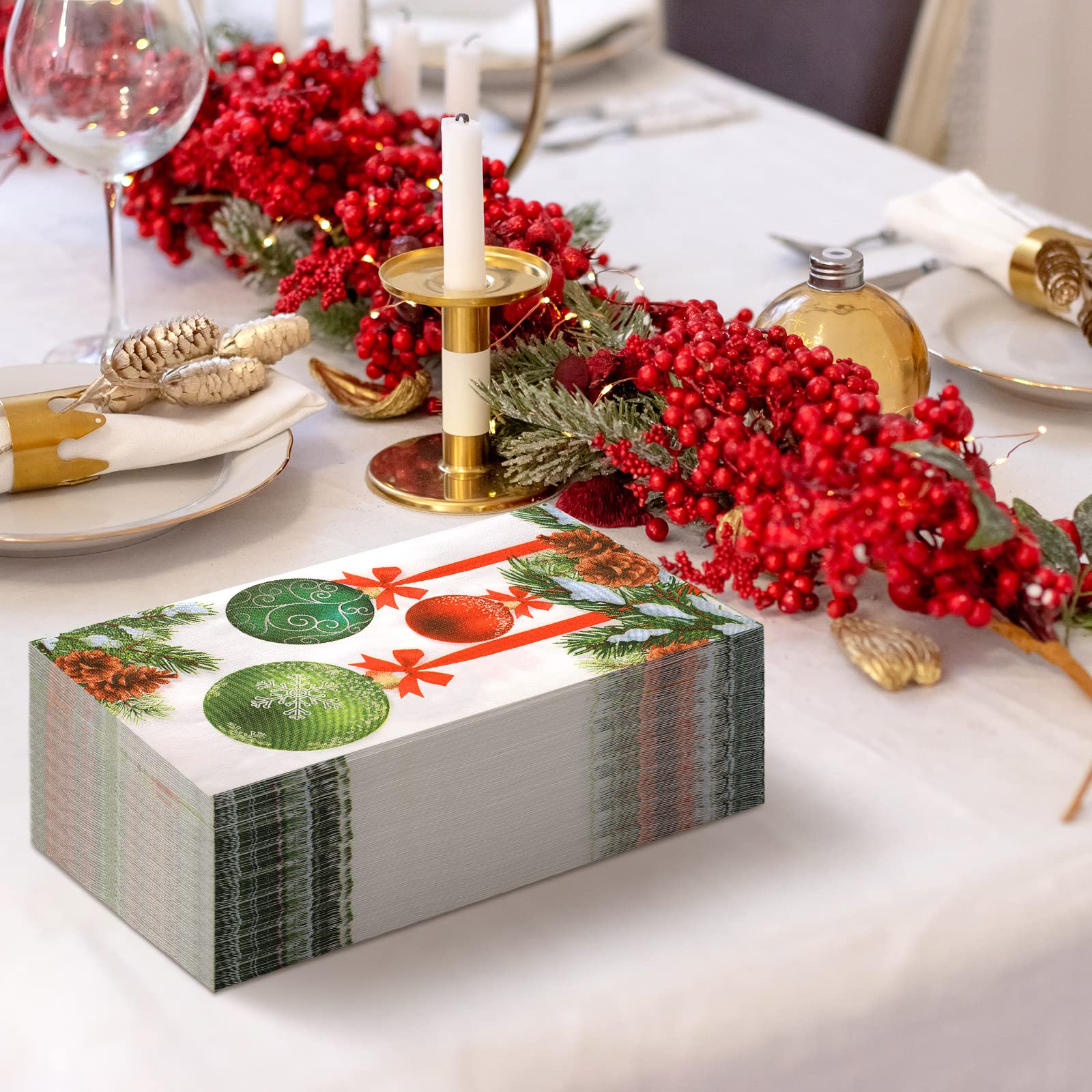 300 Pcs Christmas Napkins - Disposable Holiday Paper Towels for Bathroom, Kitchen & Party | Cardinal Red Festive Design for Home, Wedding & Christmas Decorations | Perfect for Holiday Gatherings, Dinner Parties & Festive Celebrations
