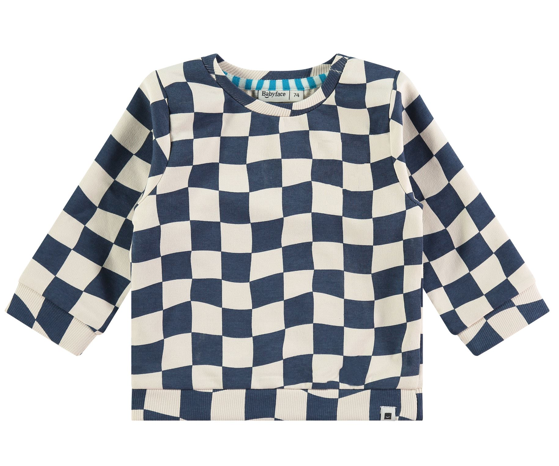 Babyface Blue and White Check Sweatshirt - Cozy Pullover for Boys & Girls | Perfect for School, Playdates & Family Outings