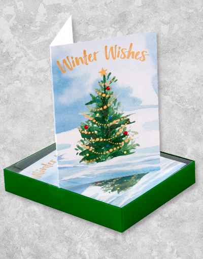 10 Count Boxed Christmas Garland Tree Greeting Cards - Perfect for Holiday Wishes, Party Invitations & Festive Decorations