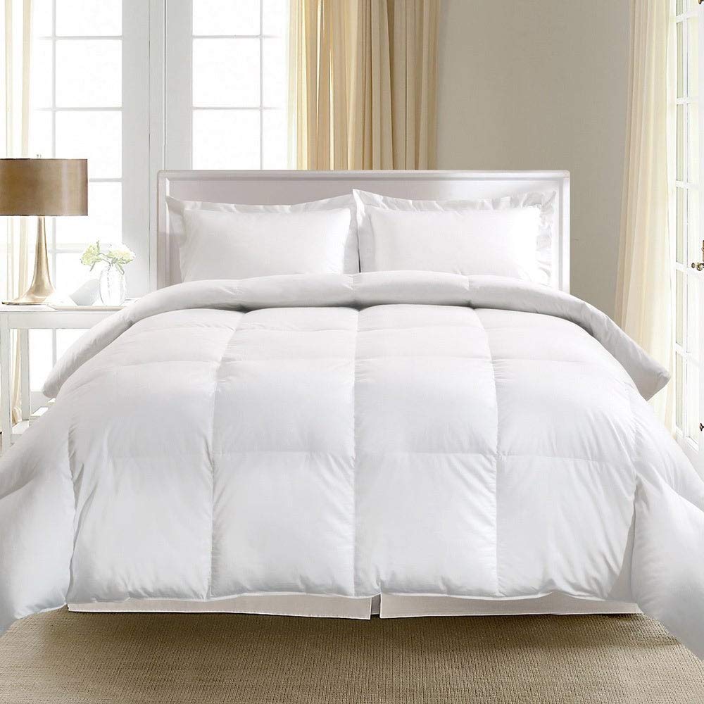 Premium 1000 Thread Count Egyptian Cotton European Goose Down Comforter - Full/Queen Size, White | Luxury Soft Bedding for All Seasons | Perfect for Master Bedrooms, Guest Rooms & Cozy Nights