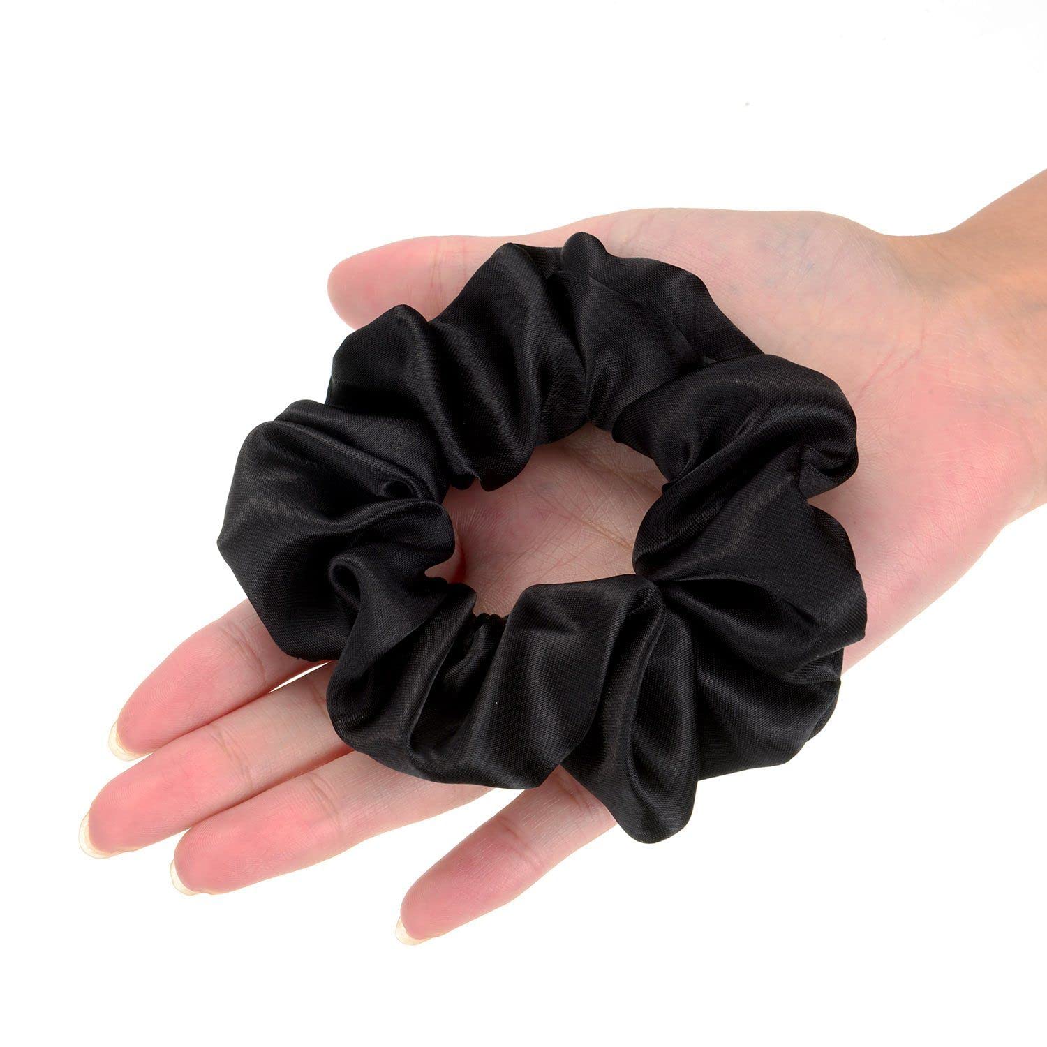 10 Pack Satin Hair Scrunchies for Women & Girls - Soft Elastic Hair Ties for Ponytails, Buns & Braids - Black Hair Accessories for Daily Use, Workouts & Special Occasions