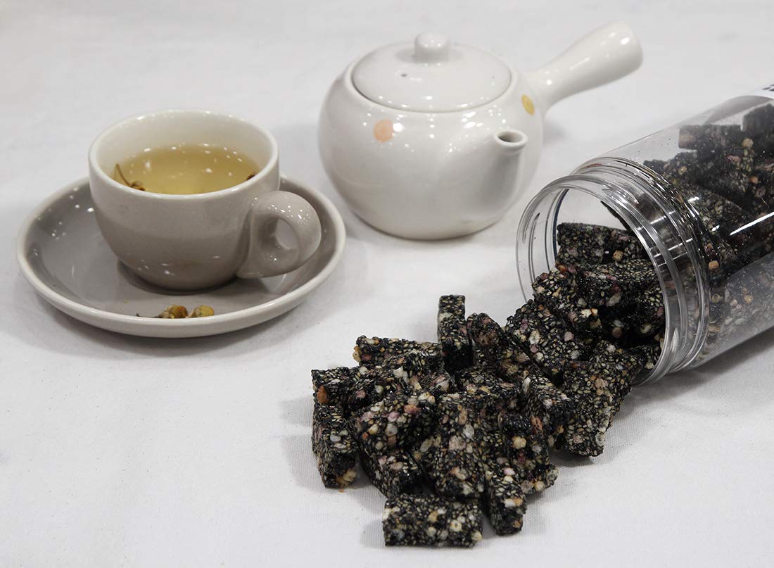 Premium Korean Black Sesame Rice Bites - Vegan Gluten-Free Snack for Healthy On-the-Go Eating