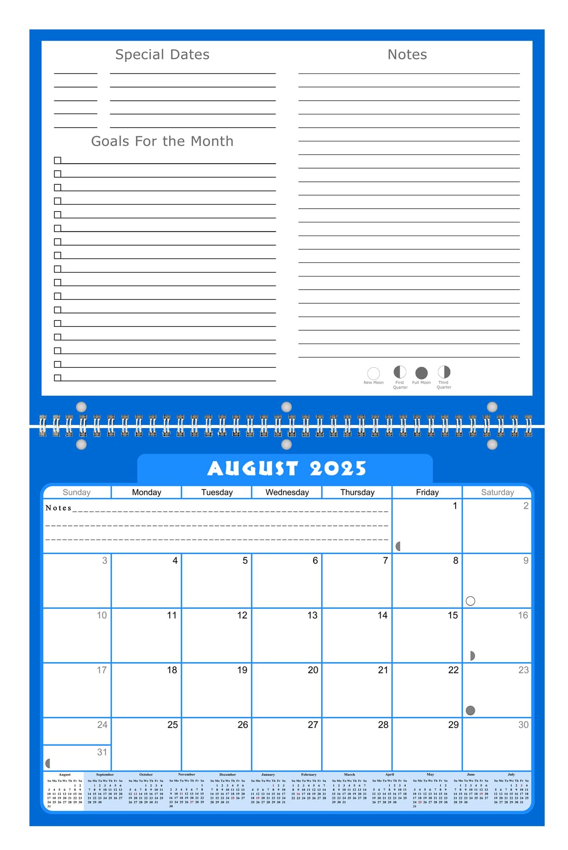2025-2026 12-Month Academic Wall & Desk Calendar Planner with 3-Ring Binder - Perfect for Students, Teachers & School Organization - Ideal for Classroom, Home Office & Study Planning