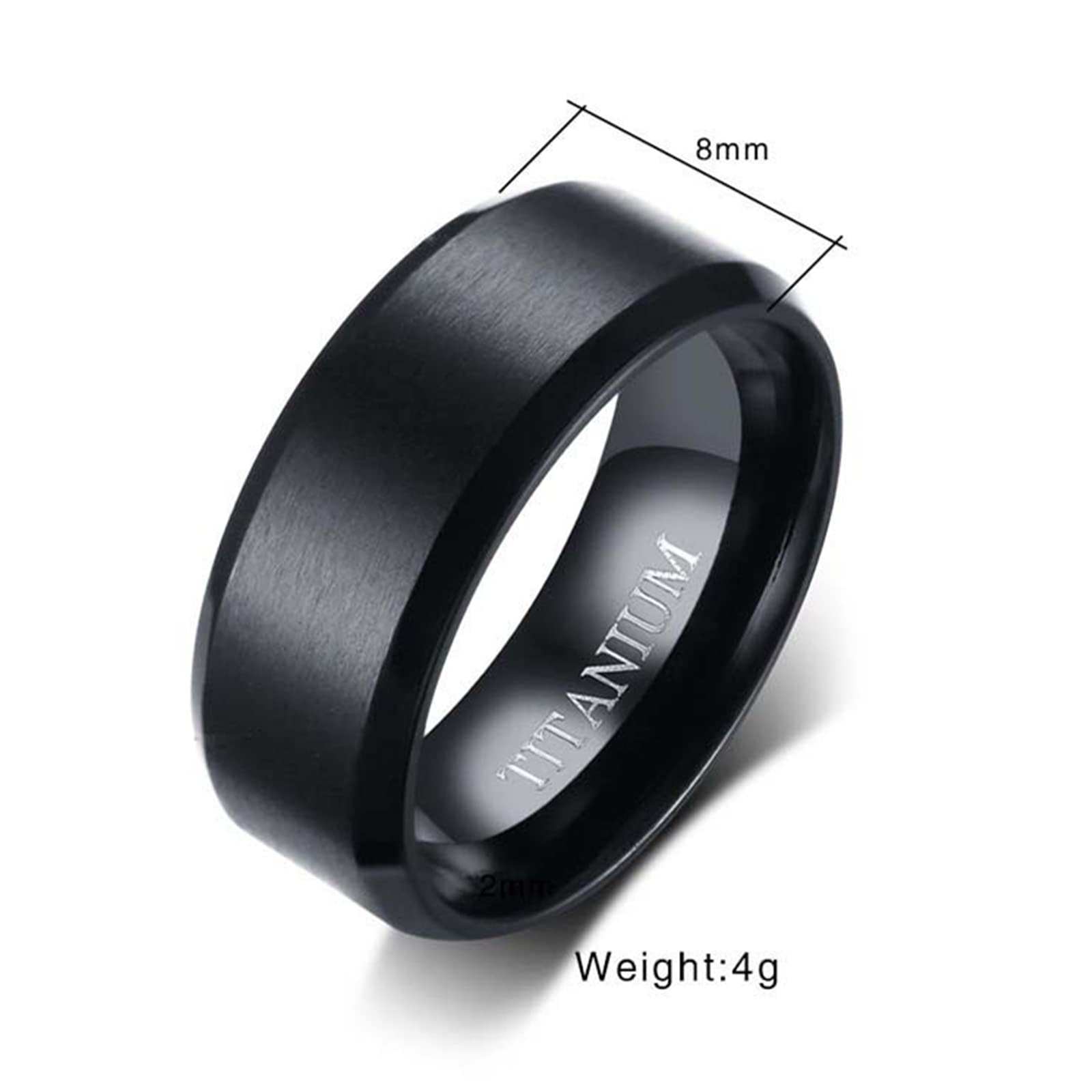 Epinki 8MM Black Stainless Steel Men's Engagement Ring - Brushed Plain Band Wedding Promise Ring for Him - Perfect for Proposals, Anniversaries & Special Occasions