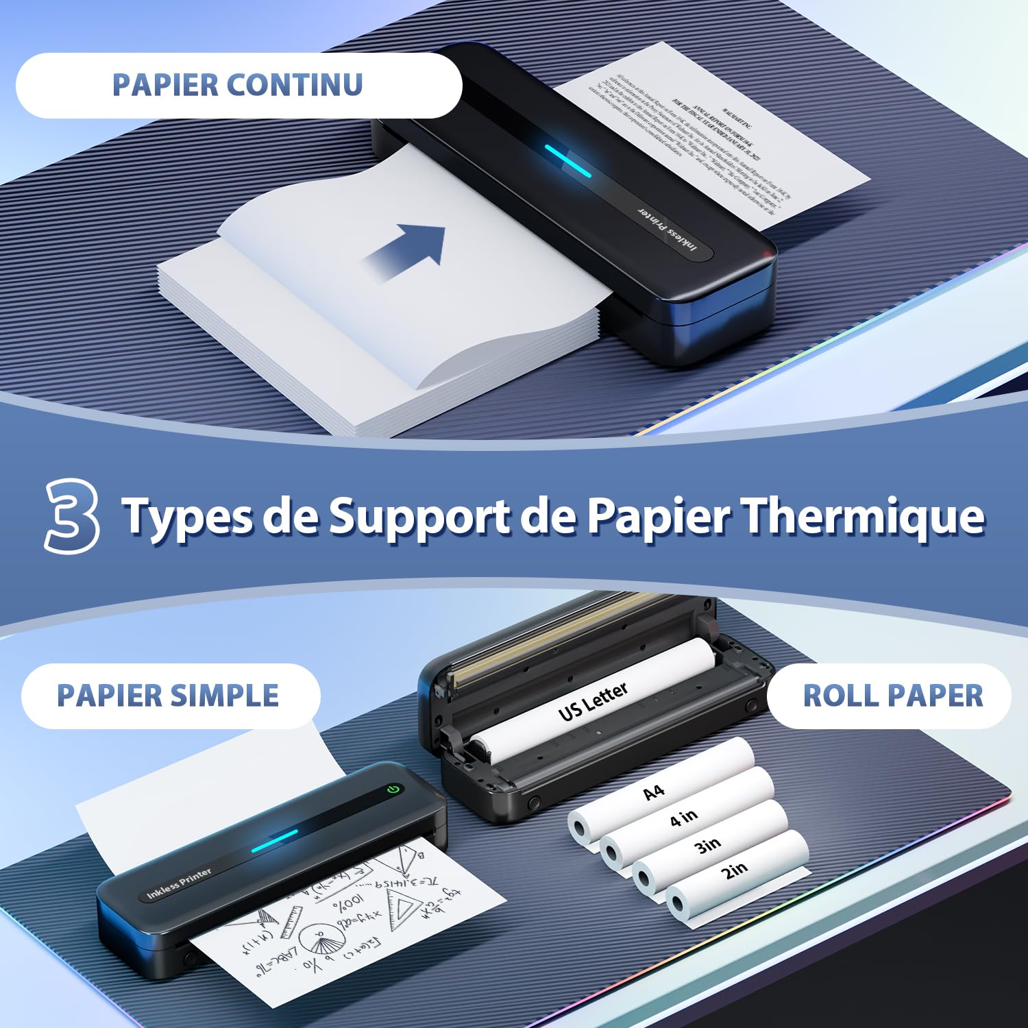 ASPrink M832 Portable Bluetooth Thermal Printer - Compatible with A4/110mm/80mm/53mm/US Thermal Paper - Compact Design for Android & iOS - Black - Perfect for Shipping Labels, Receipts & Barcode Printing