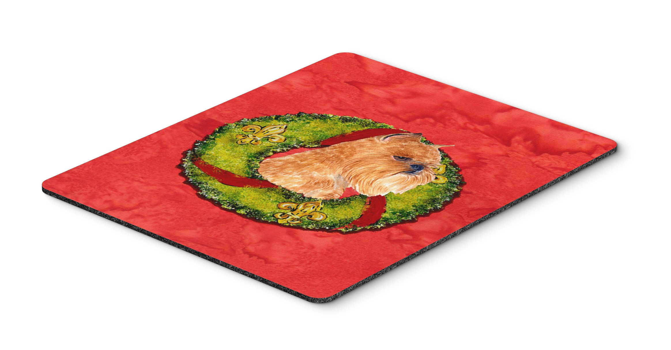 Brussels Griffon Christmas Wreath Mouse Pad - Large Washable Desk Mat for Home Office, Gaming & Computer Use | Heat-Resistant Hot Pad & Trivet | Caroline's Treasures SS4183MP | Perfect for Holiday Decor & Workspace Setup