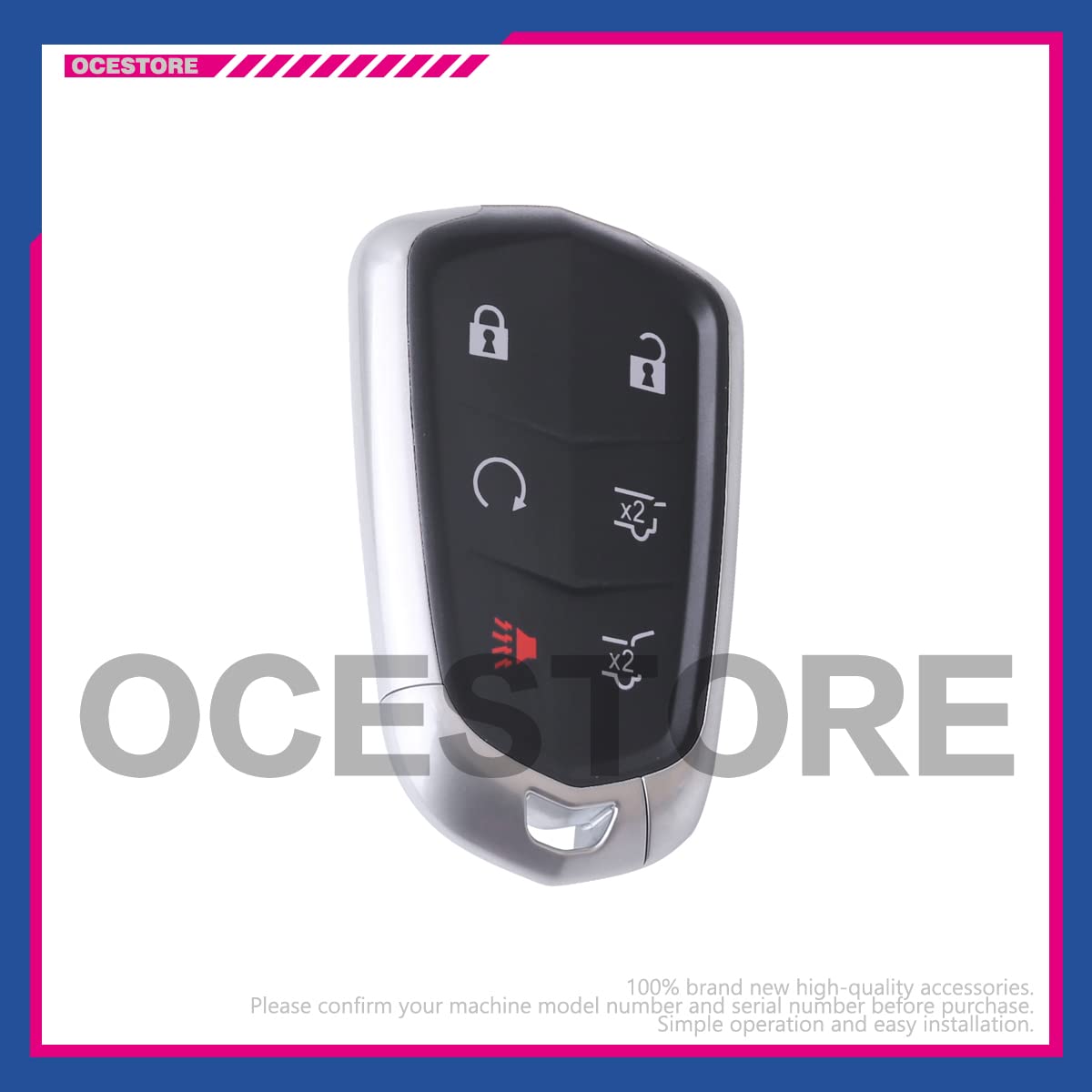 OCESTORE HYQ2AB 6-Button Car Key Fob Remote Replacement for Cadillac Escalade 2015-2020 & Escalade ESV 2015-2020 (1551A-2AB) - Keyless Entry Control for Easy Vehicle Access & Security