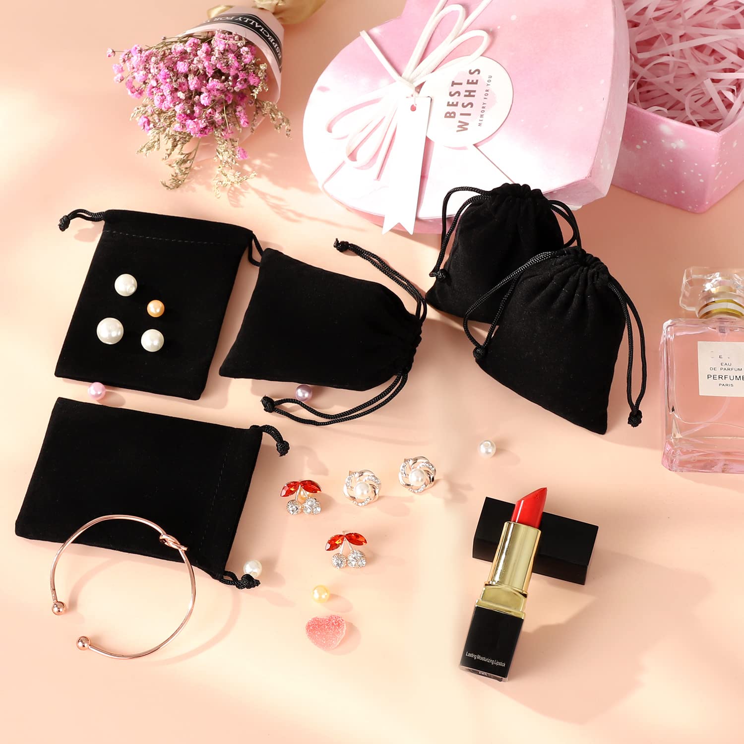 Premium Velvet Drawstring Bags - 20PCS Black Jewelry Pouches for Christmas, Party Favors, Advent Calendar & Gift Wrapping | Small Velvet Bags for Jewelry, Bracelets, Candy, Dice & Treats | Elegant Party Favor Bags for Weddings, Baby Showers & Special Events