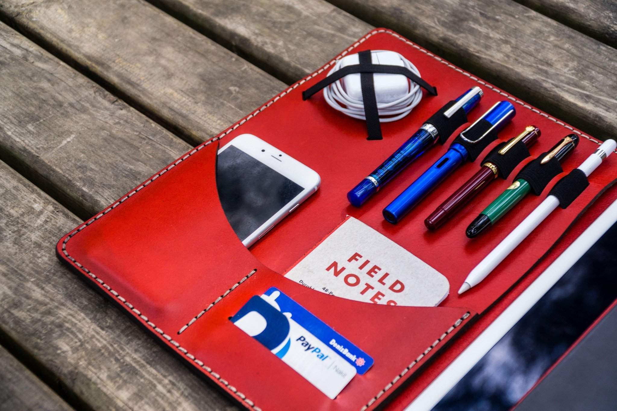 iPad Pro 12.9 Inch Leather Padfolio with Letter/A4 Size - Premium Red Portfolio for Business Meetings, Office & Professional Use