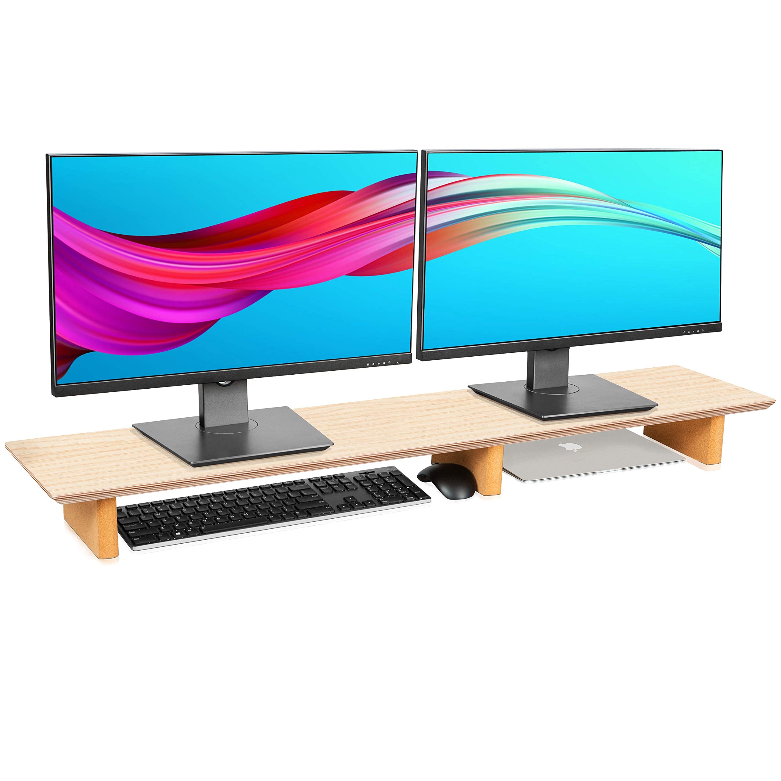 Premium Genuine Leather Desk Pad & Monitor Stand - Ergonomic Laptop Riser with Non-Slip Base for Home Office, Gaming Setup, and Workspace Organization