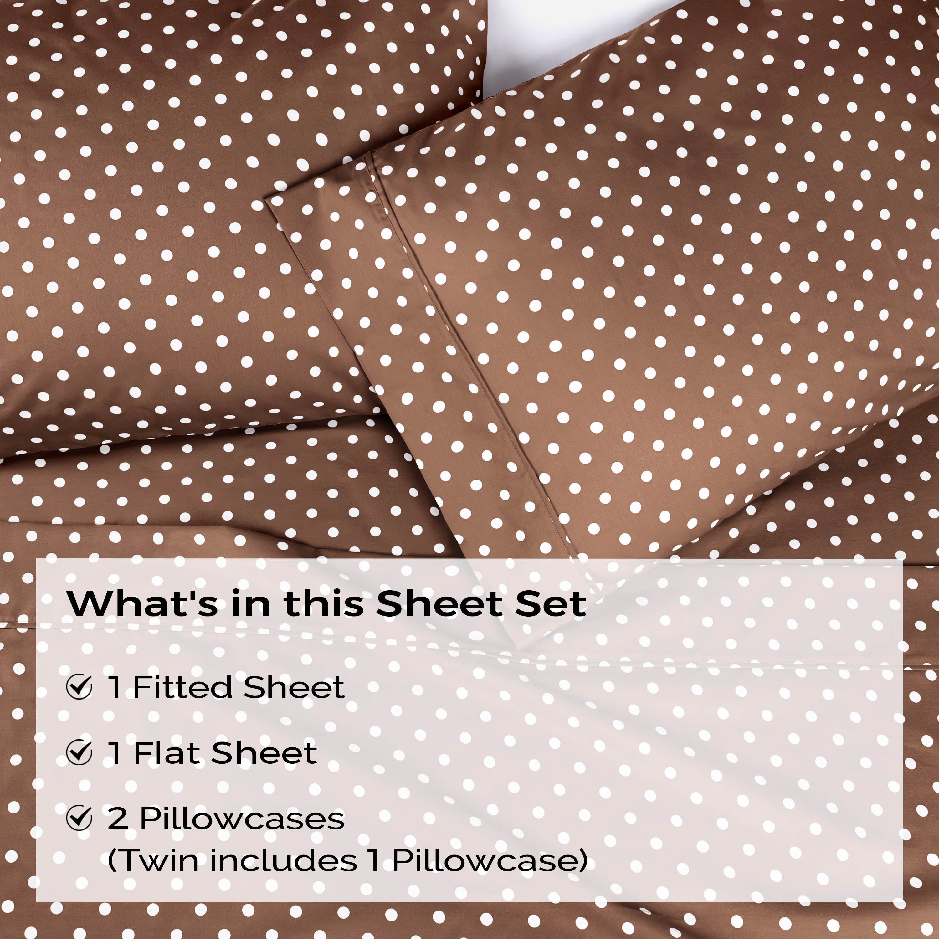 Polka Dot 600 Thread Count Cotton Blend Deep Pocket Sheet Set - Queen Size Bed Sheets for Comfortable Sleep - Perfect for Master Bedroom, Guest Room & Dorm