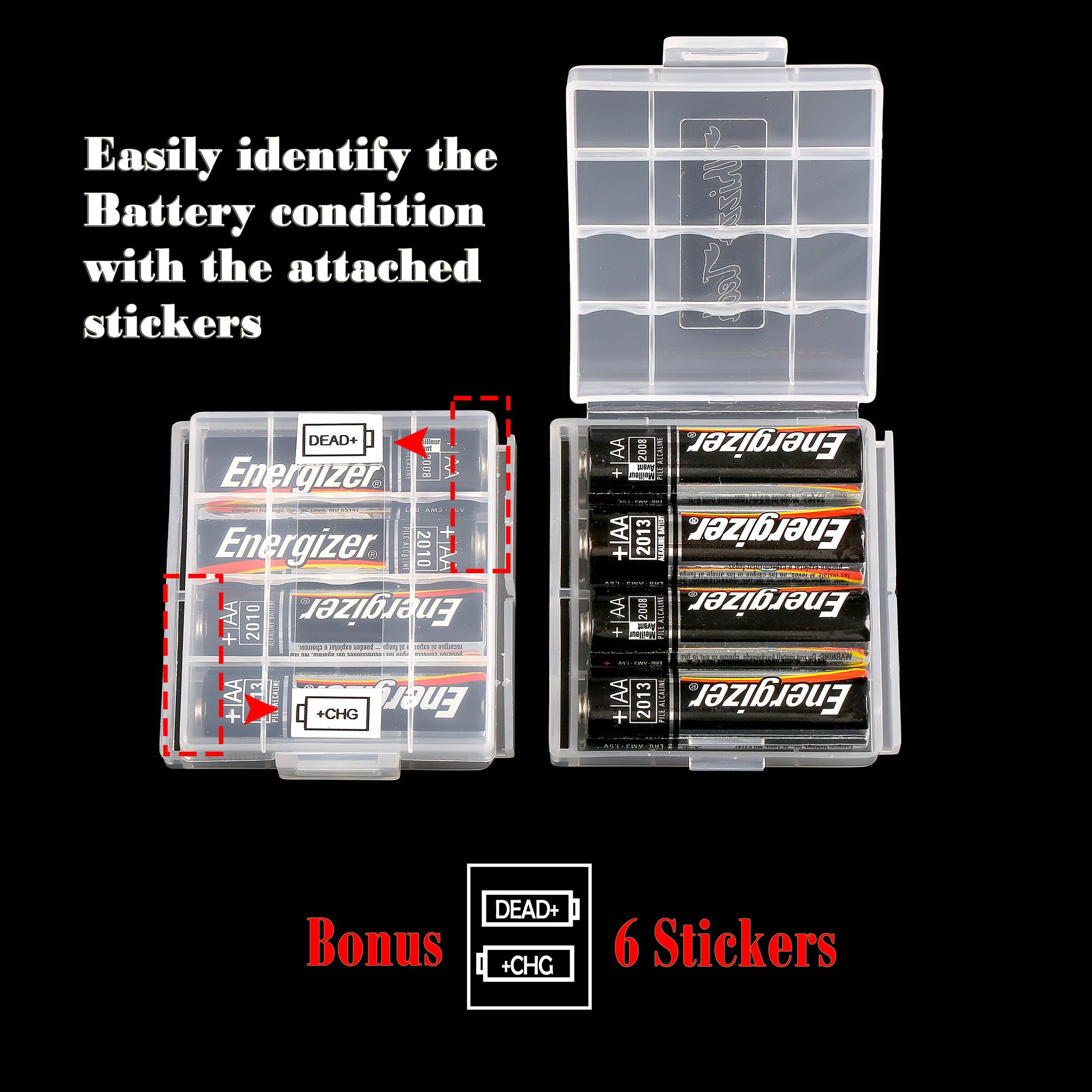 Whizzotech 12-Pack Clear AA/AAA Battery Storage Case with Charge Indicator - Organize & Protect Batteries for Home, Office, Travel & Emergency Kits