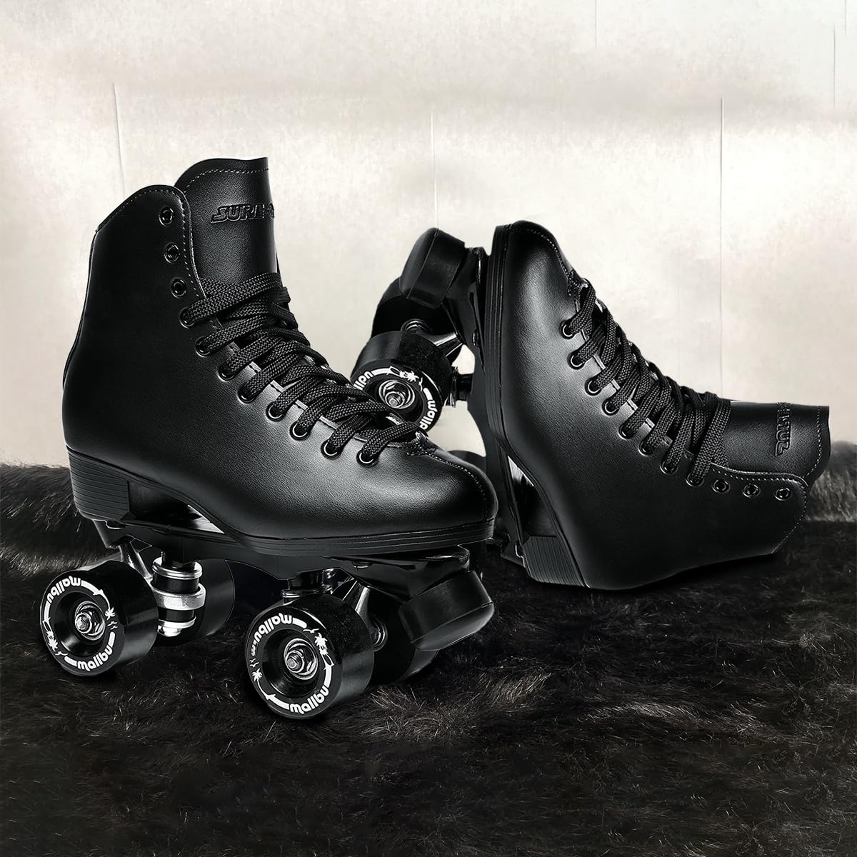 Sure-Grip Malibu Unisex Roller Skates - Stylish Vegan Leather Upper, Sturdy Aluminum Trucks, ABEC 3 Bearings, 88a Hardness Wheels - Made in USA for Indoor and Outdoor Skating