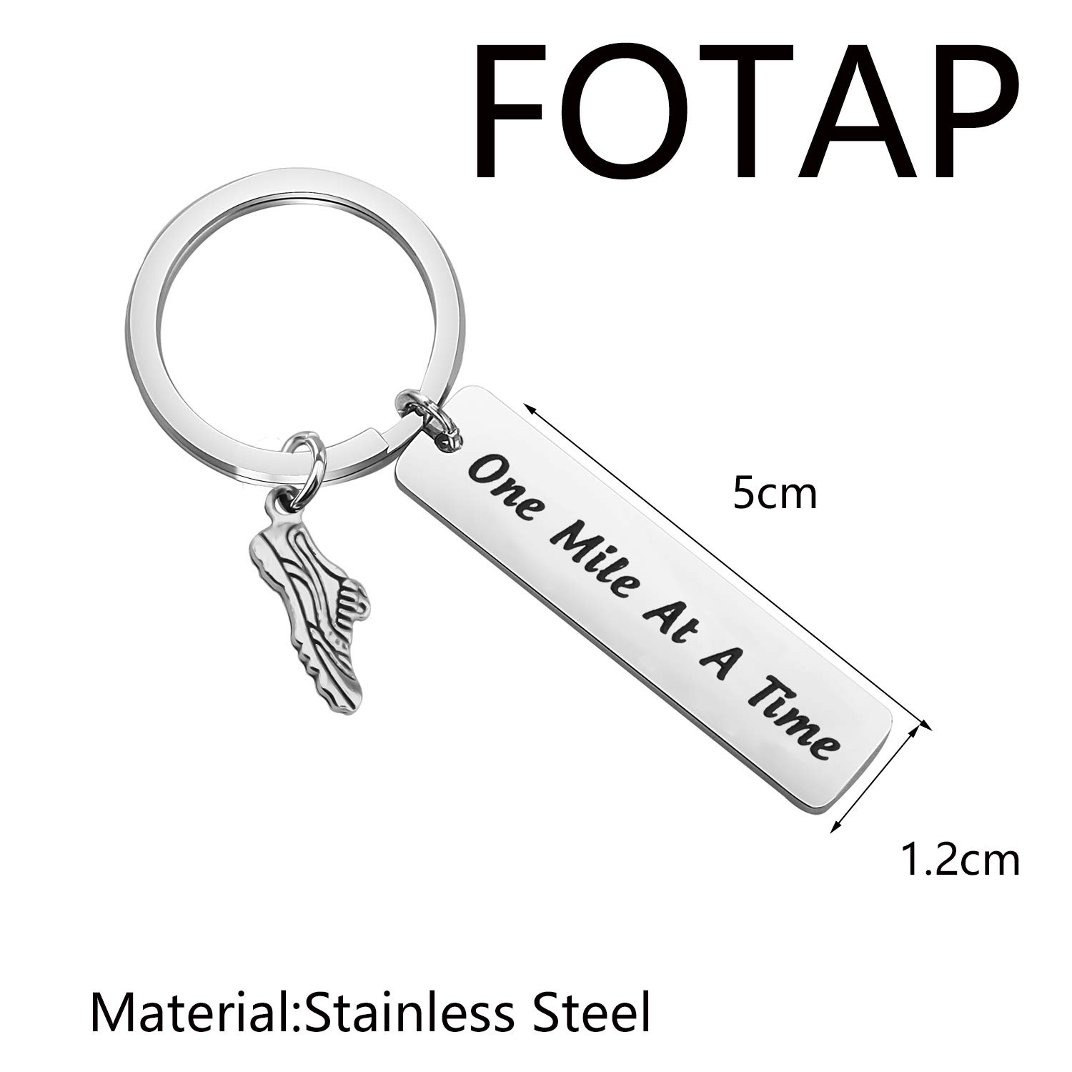 FOTAP Running Keychain - Inspirational Runner Jewelry Gift for Marathon, 5K, 10K & Half Marathon - Perfect Motivational Present for Runners, Joggers & Athletes - Great for Race Day, Training & Fitness Milestones