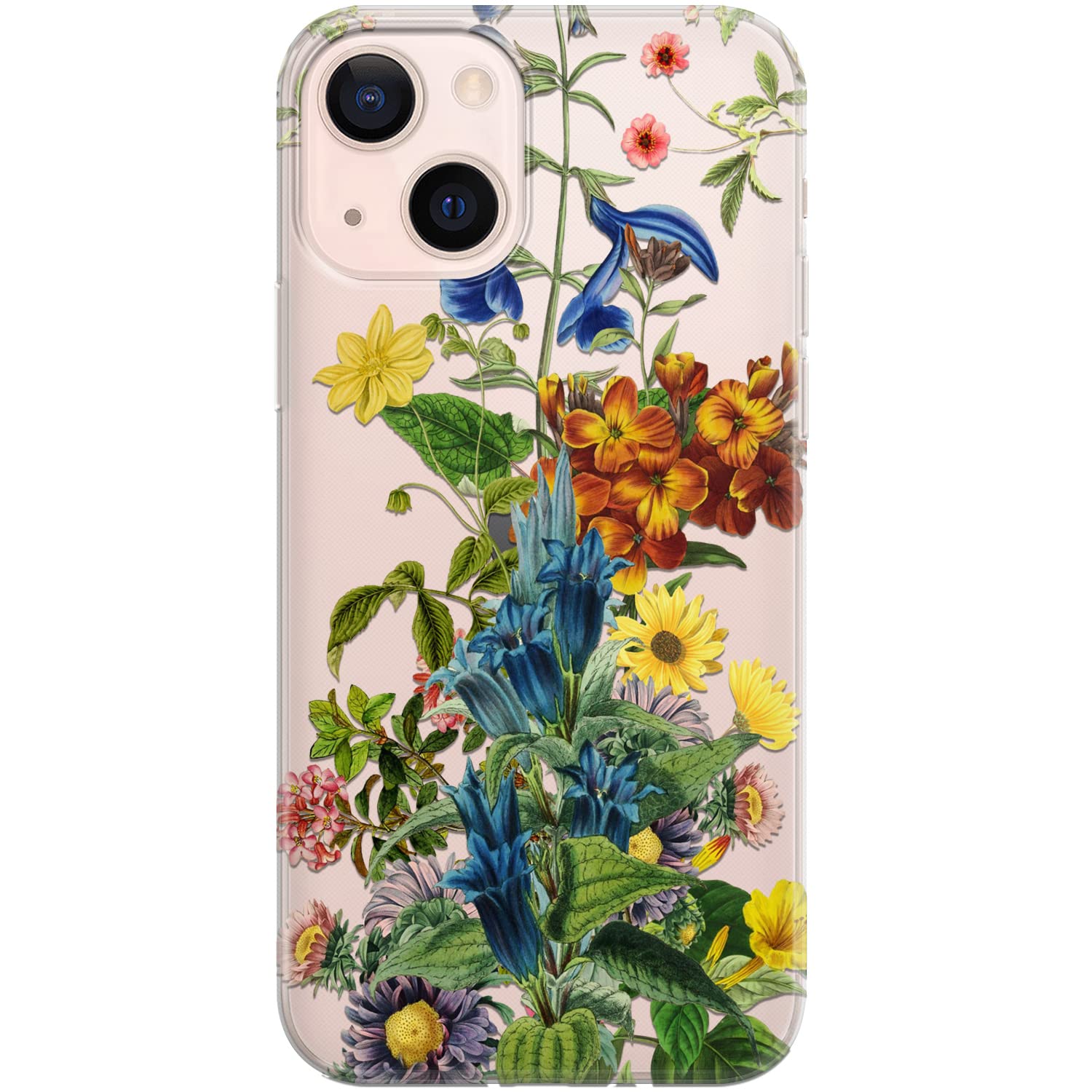 Shockproof Floral Phone Case for iPhone 15 Plus/14/13 Pro Max/12 Mini/SE/11/Xr/Xs/8/7 - Flexible TPU Bumper Cover with Wild Flower Design - Perfect for Summer Outdoors, Travel & Daily Protection