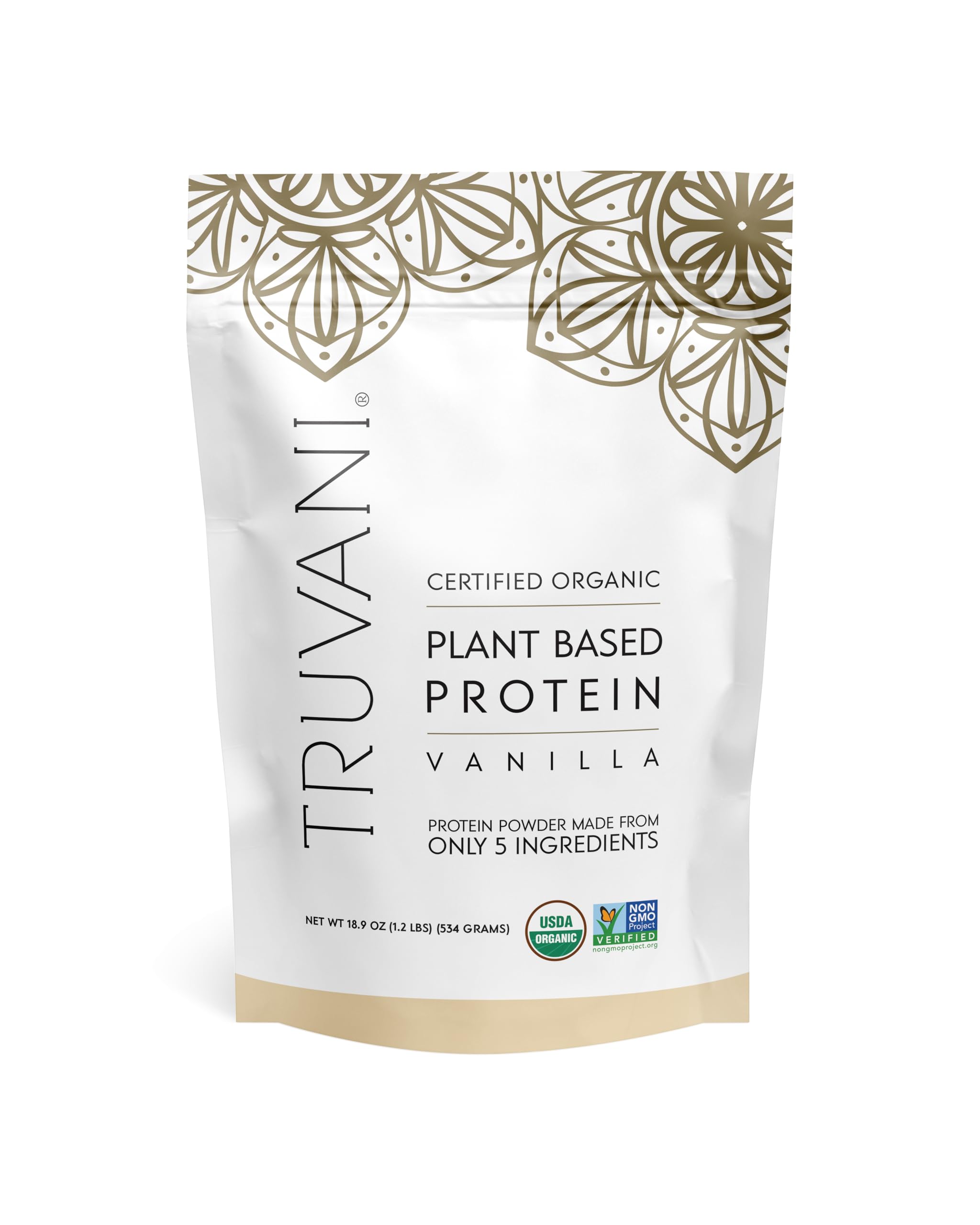 Truvani Vegan Protein Powder - Vanilla Flavor, 20g Organic Plant-Based Protein, 18 Servings | Keto, Gluten-Free, Dairy-Free, Low Carb, No Sugar Added | Perfect for Smoothies, Baking & Post-Workout Recovery