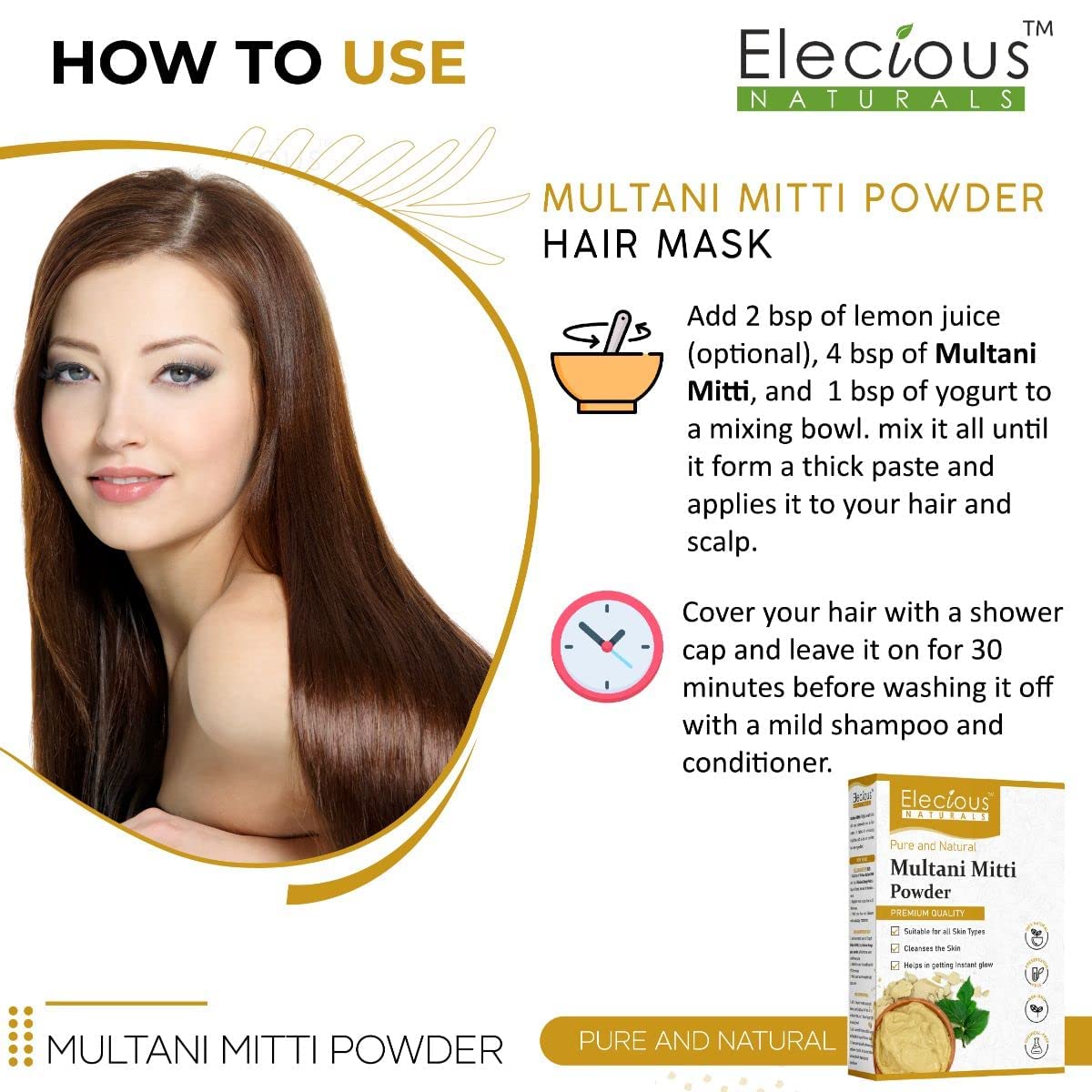 KEN Natural Multani Mitti Powder for Soothing Skin & Hair - 200g | Pure Clay Face Mask for Acne, Blackheads & Glowing Skin | Perfect for DIY Beauty Treatments & Spa Days