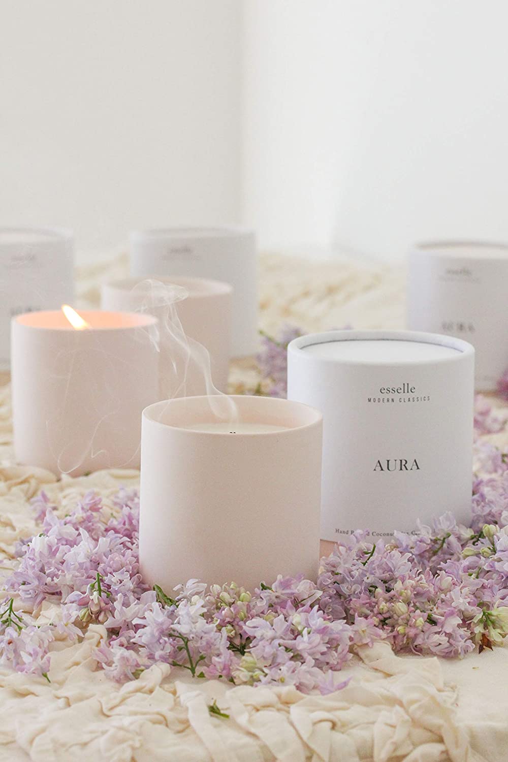Esselle Aura Collection Fig Tree Scented Coconut Wax Candle - Natural Soy Blend for Home, Office & Spa Relaxation - Long Lasting Aromatherapy Gift