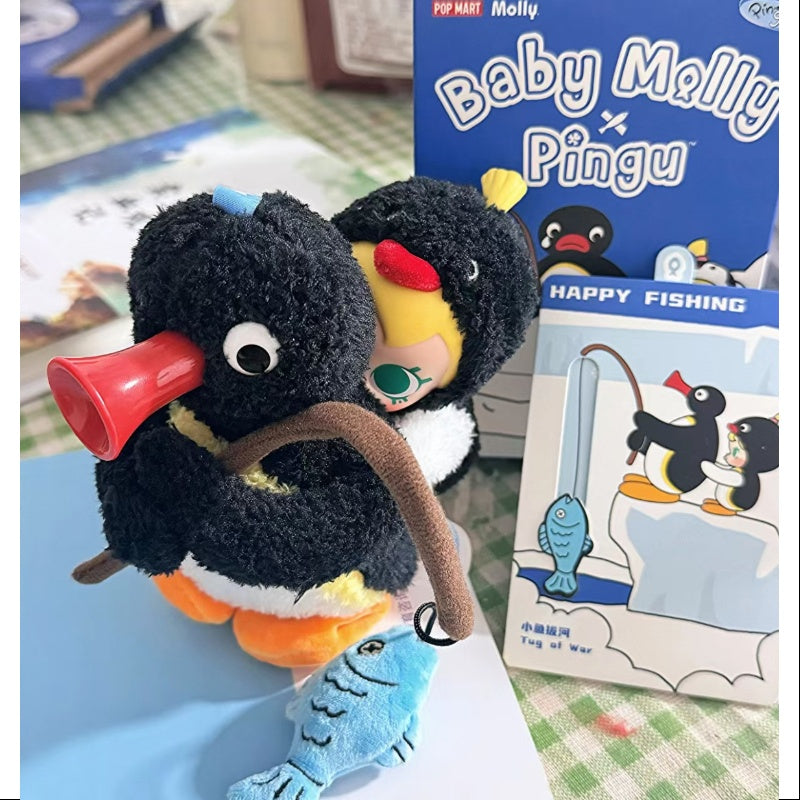 Baby MOLLY Pingu Happy Fishing Series Vinyl Plush Pendant Secret Tug of War Toy - Cute Collectible Plushie for Kids & Anime Fans - Perfect for Playtime, Gifts & Kawaii Decor (1/72)