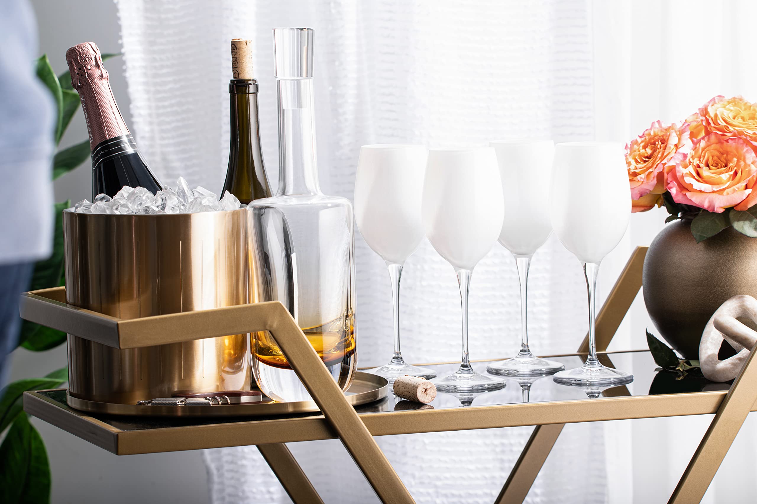 Premium Barski Crystal Goblet Set - 6 Elegant 14oz White Wine Glasses, Water Glasses & Stemware in Opal White - Handcrafted in Europe - Perfect for Fine Dining, Wedding Gifts & Home Entertaining
