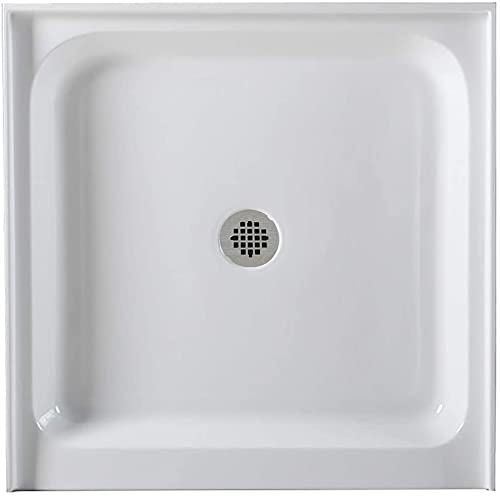 Westbrass SP3636WB-07 36x36 Inch 3-Wall Shower Pan with Solid Brass Center Drain & 4.25