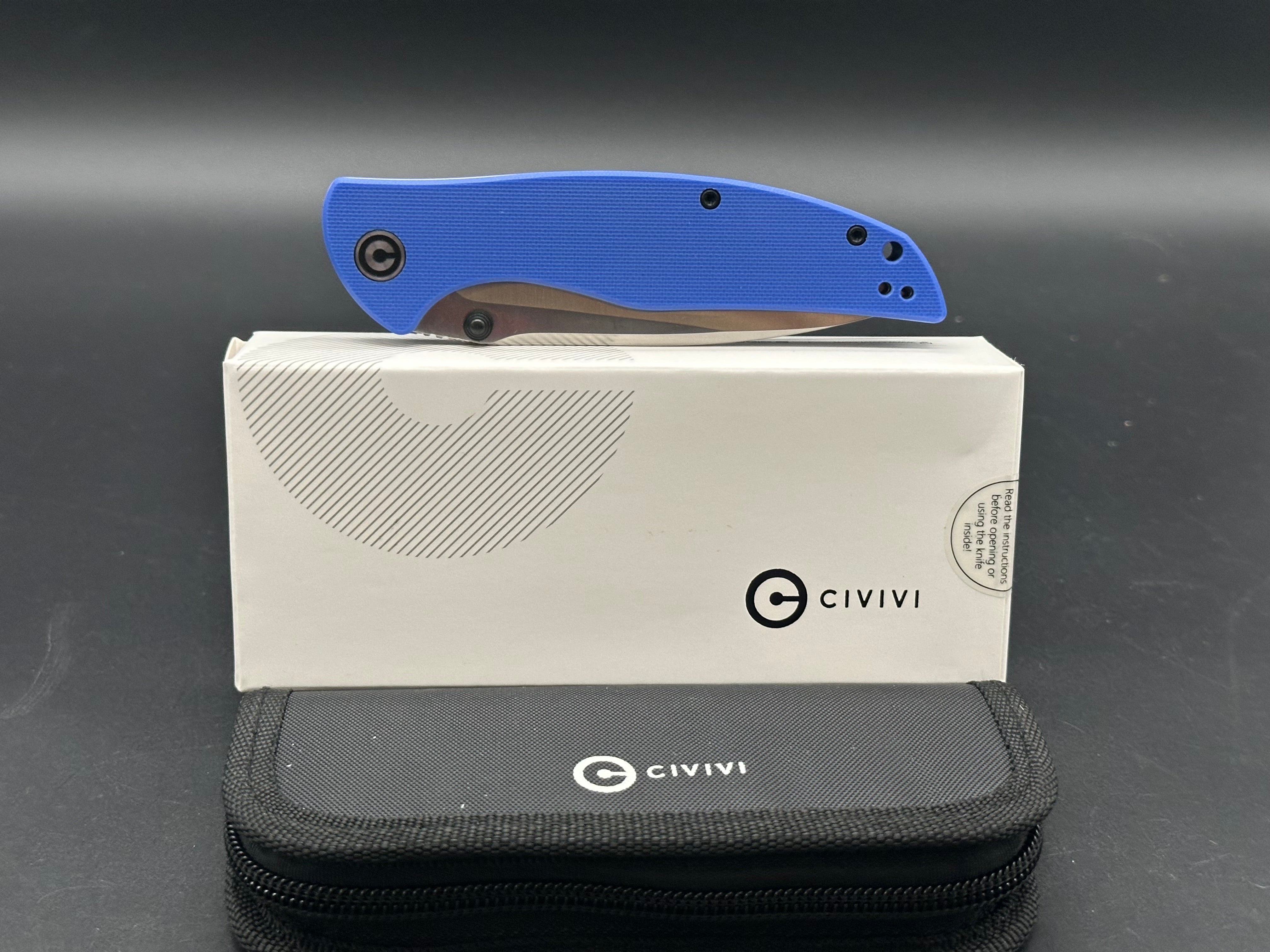 CIVIVI Governor Liner Lock Pocket Knife - Blue G10 Handle, Plain D2 Blade (Model C911B) | EDC Folding Knife for Camping, Hiking & Outdoor Survival
