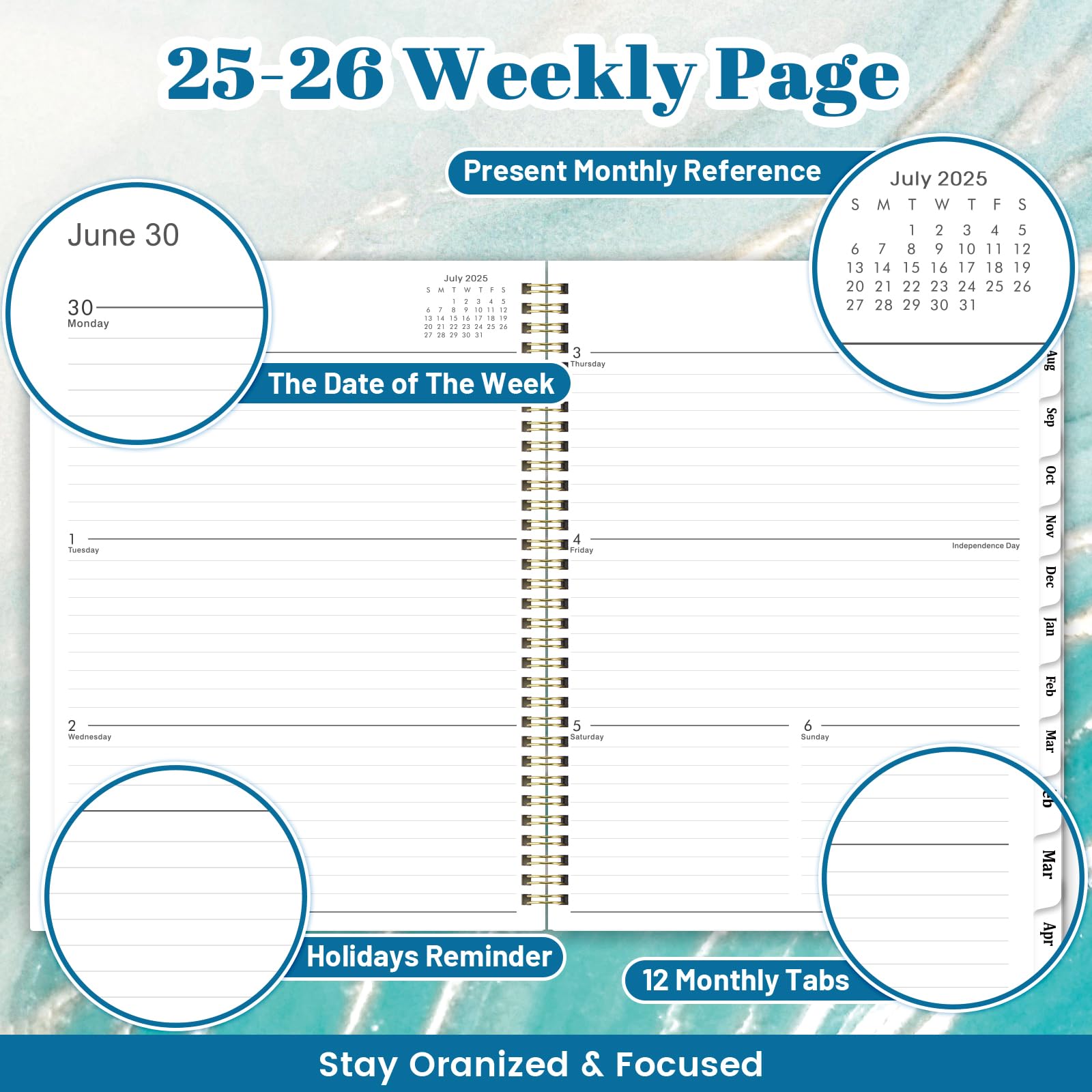 2025-2026 Academic Planner | July 2025 to June 2026 Weekly & Monthly Organizer | 9