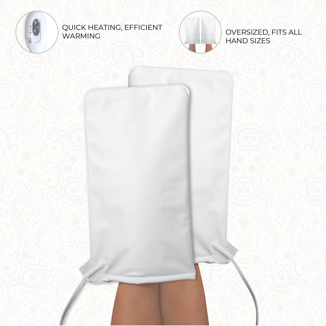 ForPro Professional Collection Premium Heated Mitts - Electric Thermal Moisturizing Hand Warmers for Spa & Home Use - Dual Temperature Settings (1 Pair) - Perfect for Relaxation, Dry Skin Relief & Winter Hand Care