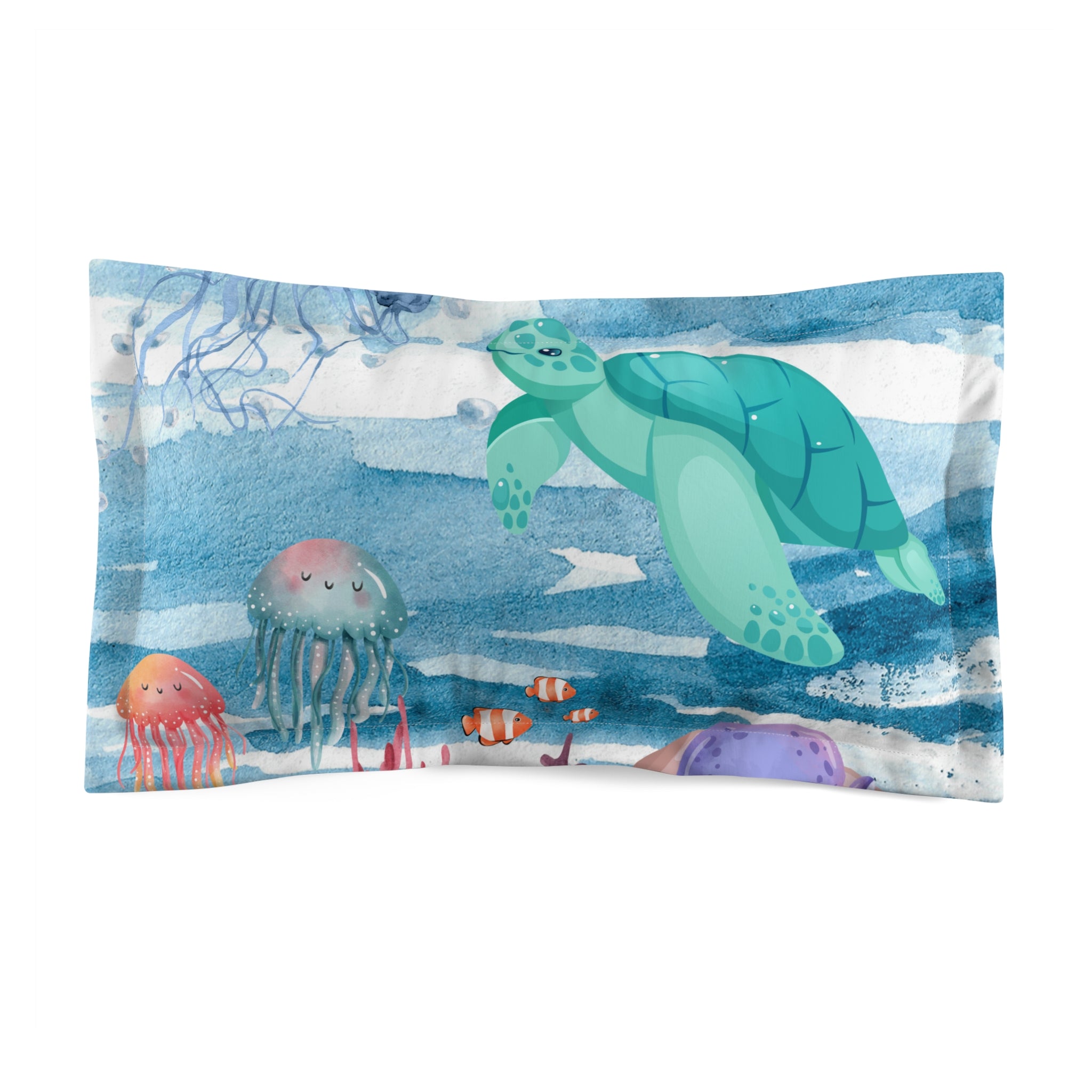 Ocean Life Pillow Sham for Kids - Soft Sea Animal Design Bedding for Boys & Girls - Perfect for Nursery, Bedroom Decor & Themed Sleepovers
