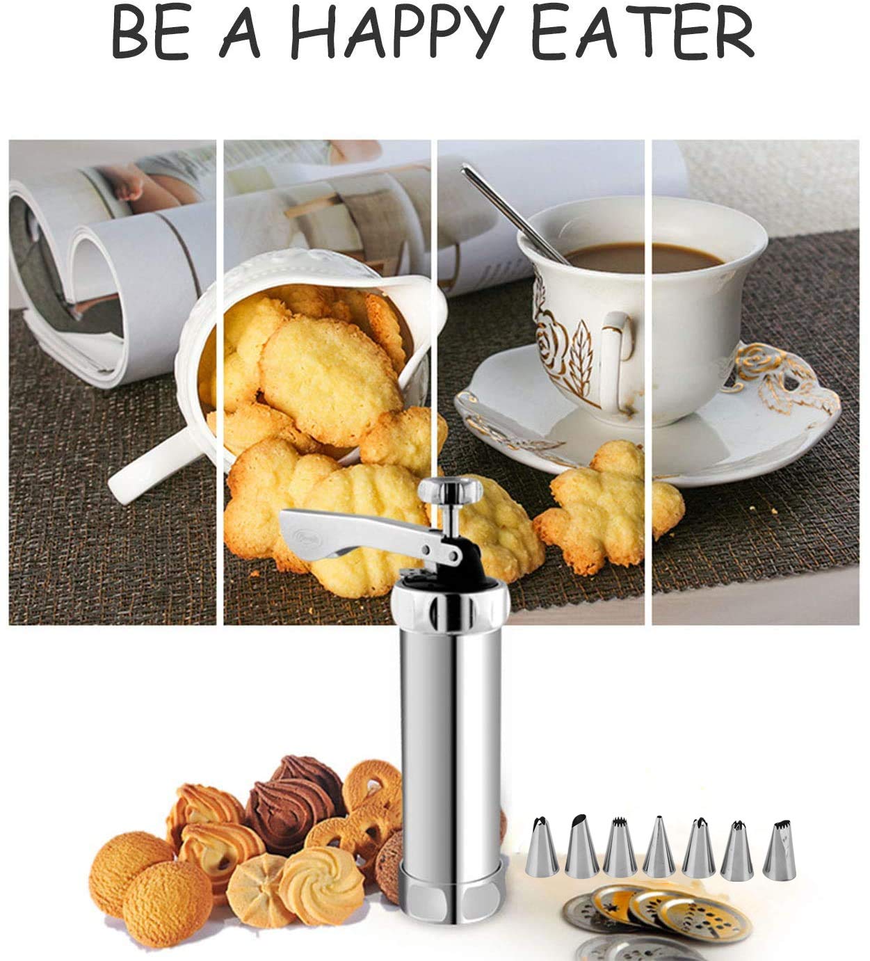 Aluminum Alloy Cookie Press Kit - Stainless Steel Discs & Storage Case Included | Professional Biscuit Maker for Baking, Cake Decorating & Pastry Piping | Perfect for Home Bakers, DIY Cookie Making & Holiday Gift Baking