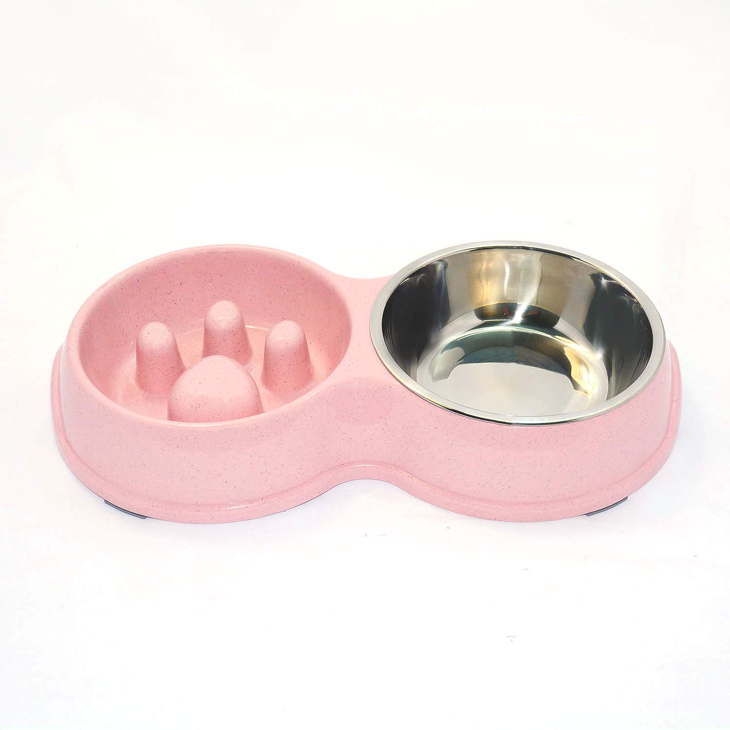 Stainless Steel Slow Feeder Dog Bowl for French Bulldogs - Interactive Pet Dish to Slow Down Eating, Eco-Friendly & Non-Slip - Perfect for Fast Eaters, Mealtime Enrichment & Portion Control (Pink)