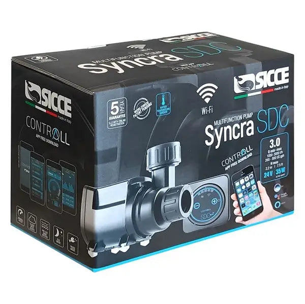 Sicce Syncra SDC 3.0 Controllable DC Water Pump 400-800 GPH for Aquariums, Ponds & Hydroponics – Energy Efficient & Quiet Submersible Pump